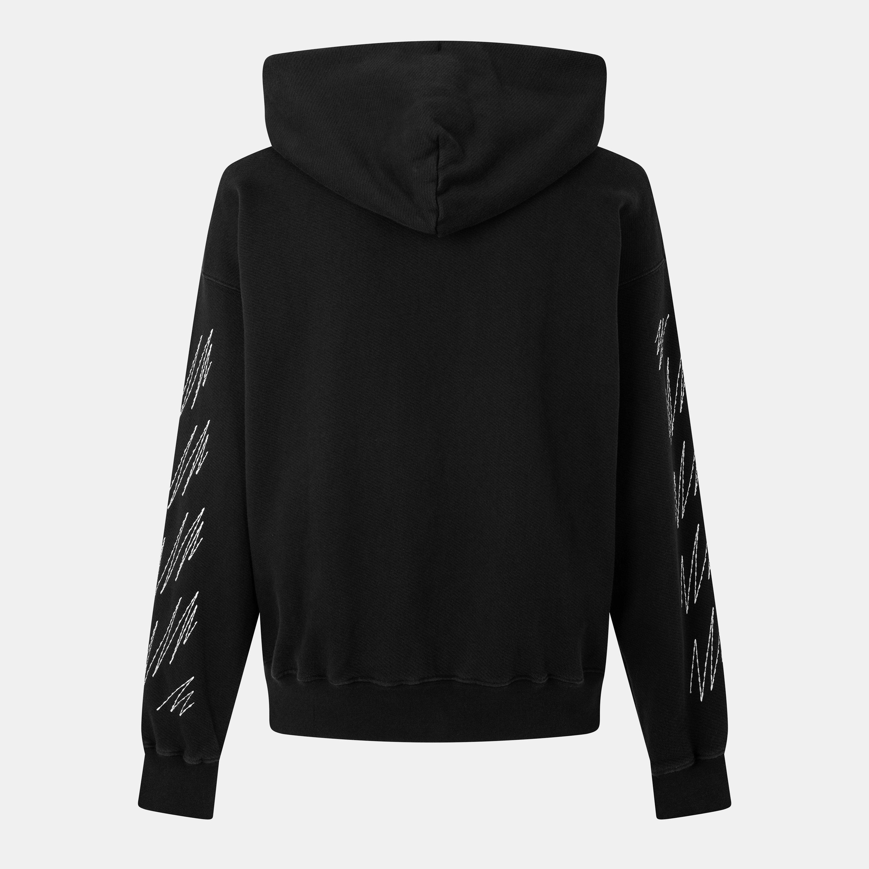 Black/White - Off White - Men's Arrow Hoodie, Relaxed Silhouette - 2