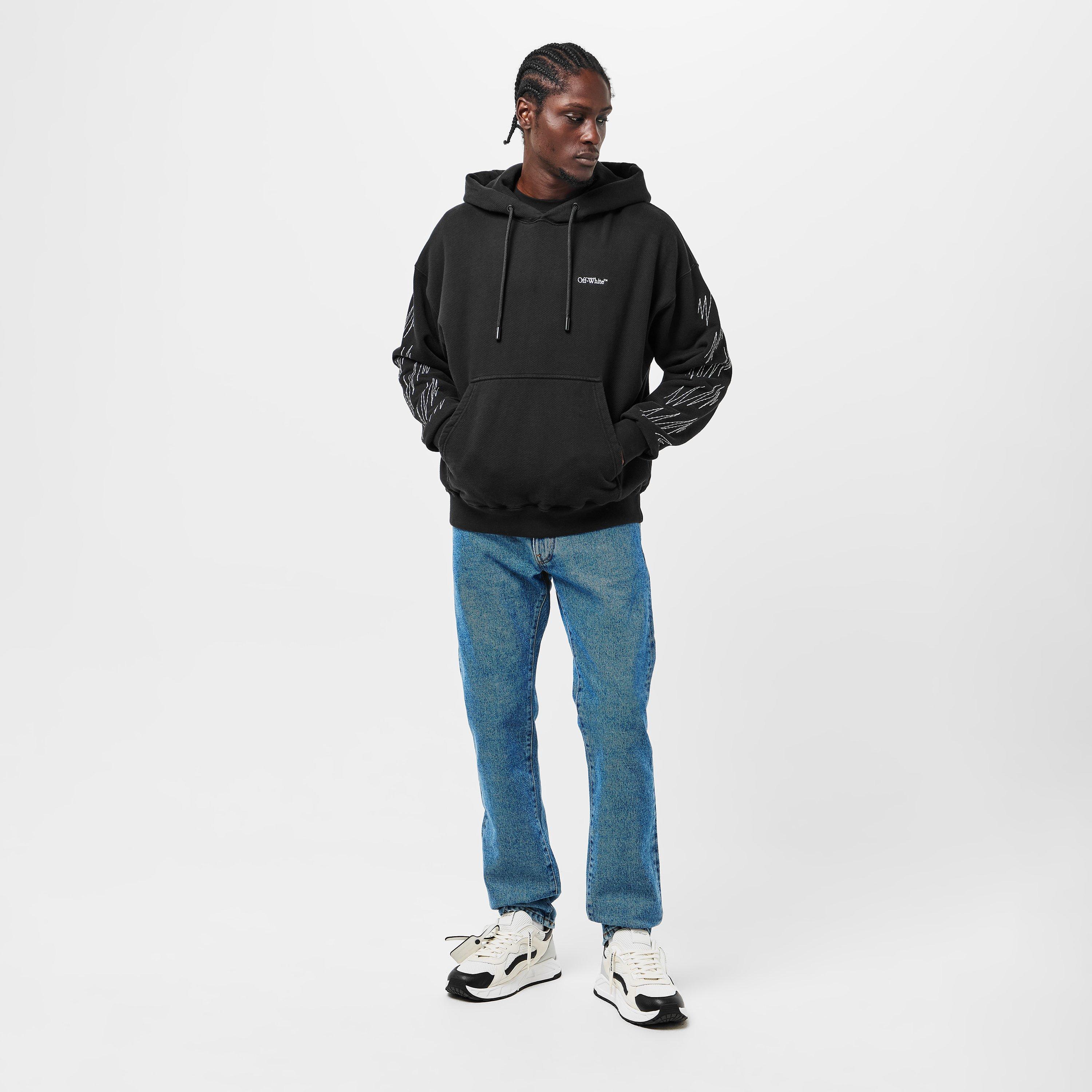 Black/White - Off White - Men's Arrow Hoodie, Relaxed Silhouette - 6
