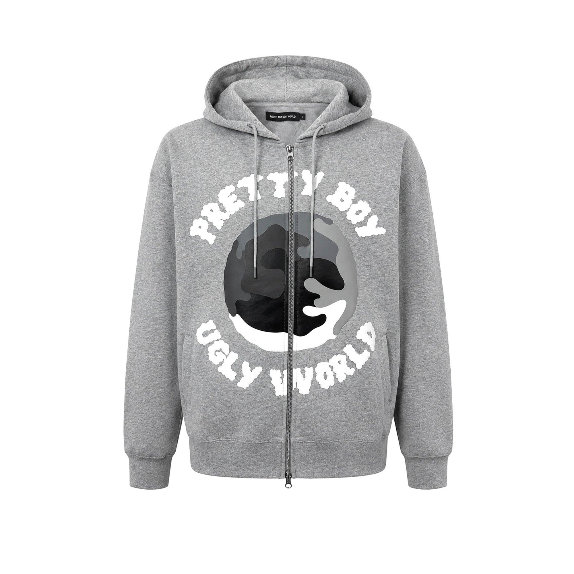 Pretty Boy Ugly World The Pretty Boy Ugly World Cotton Long Sleeve Oversized Fit Zip Hoodie Mens