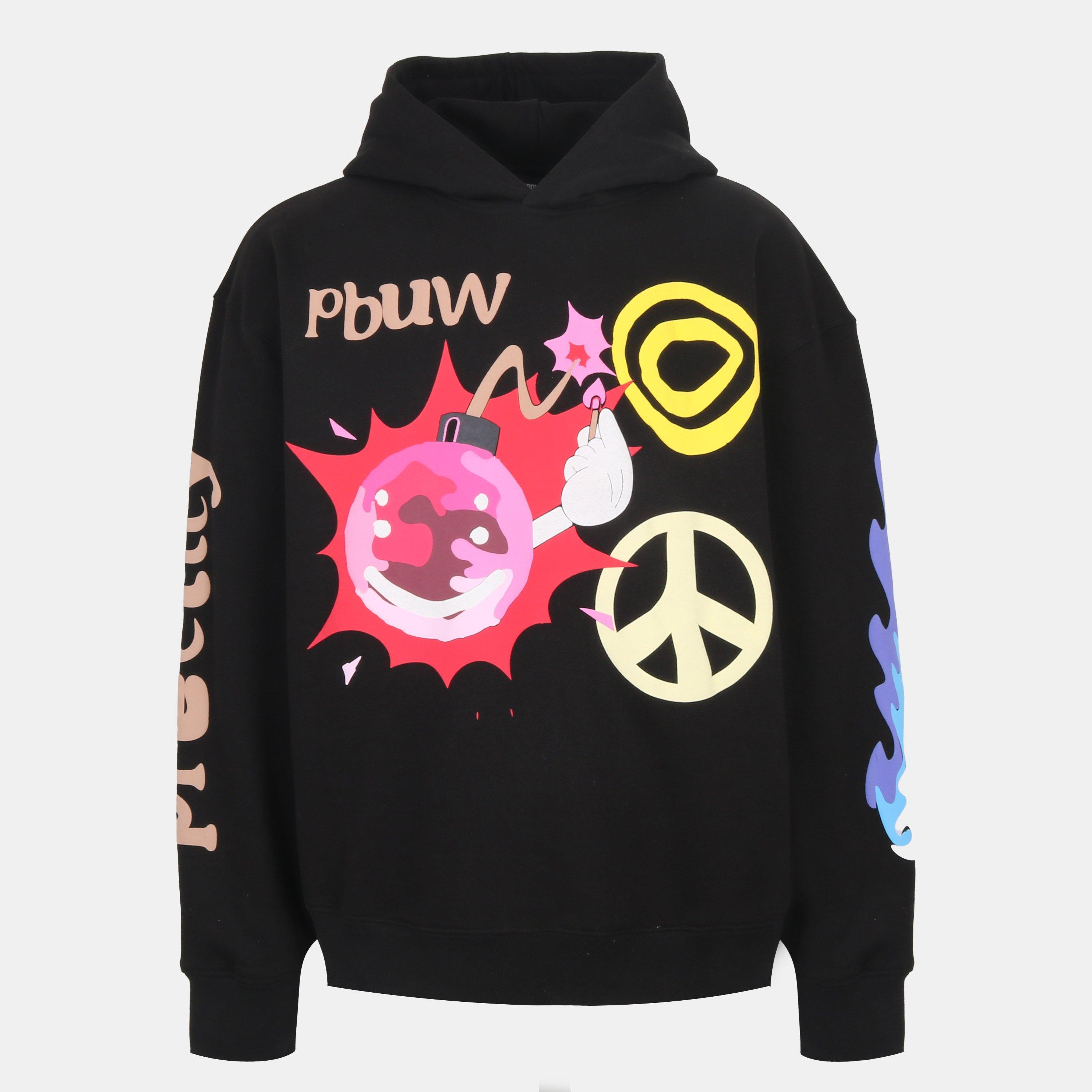 Black/Multi - Pretty Boy Ugly World - Men's PBUW Peace Hoodie - 1