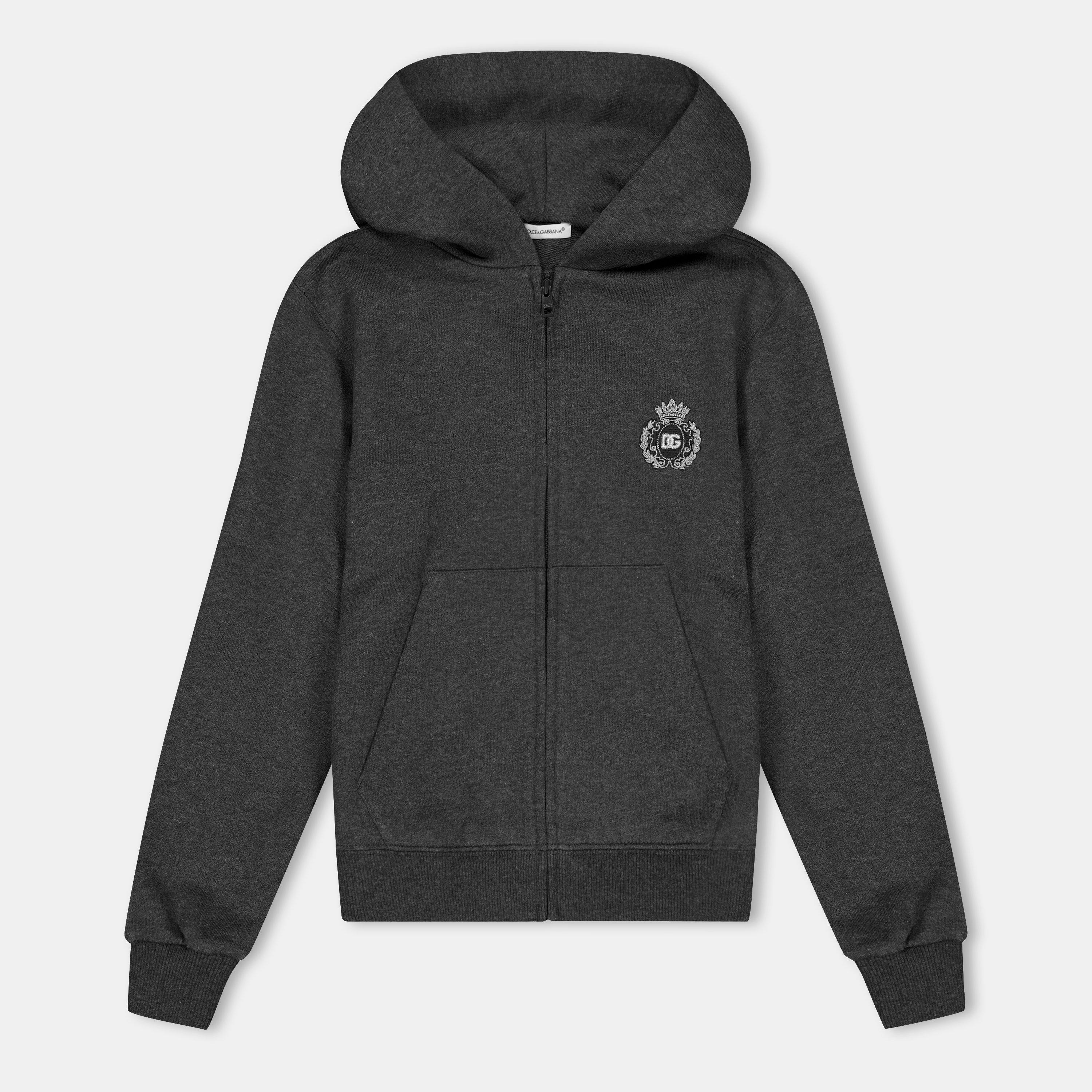 Dolce and Gabbana  Kids' Logo Zip Hoodie - Melange S8292 - Size 12Y