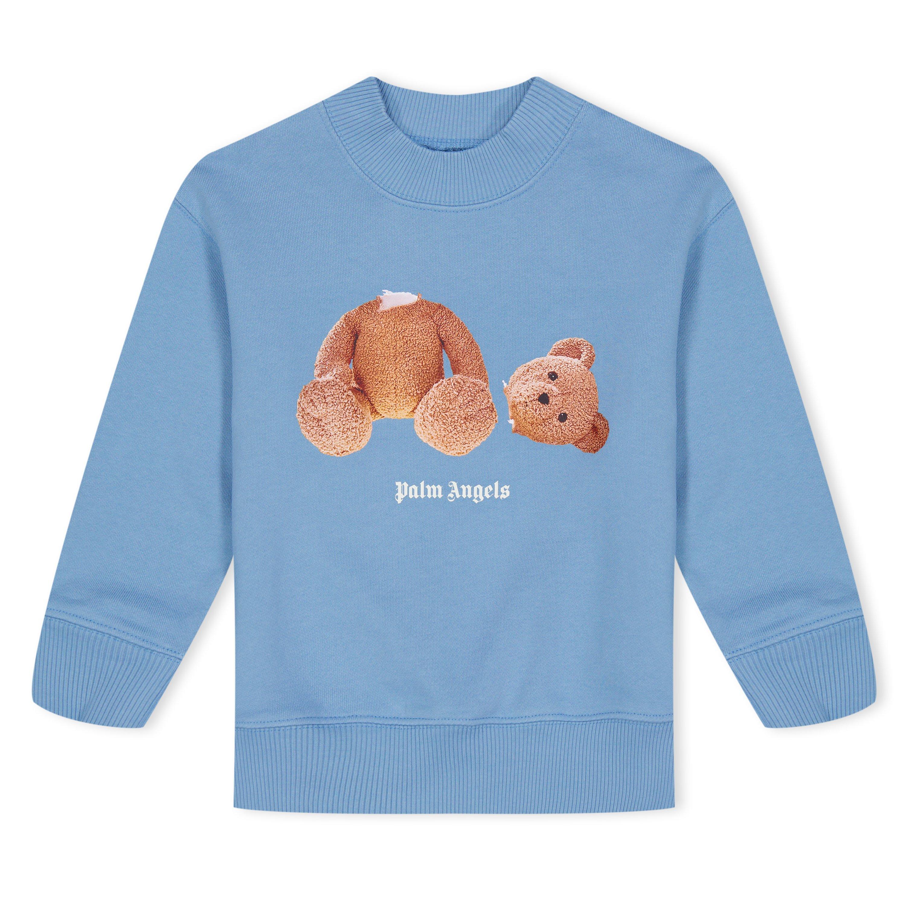 Palm Angels Bear Print Logo Crew Sweatshirt Boys - Blue 4260 - Size 12Y+