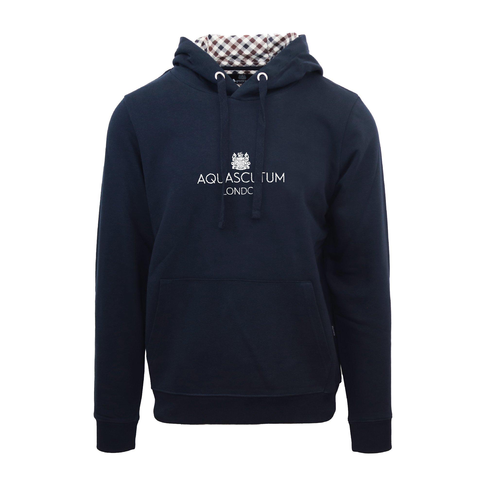 Navy - Aquascutum - Men's Hooded Sweat Hoodie - 1