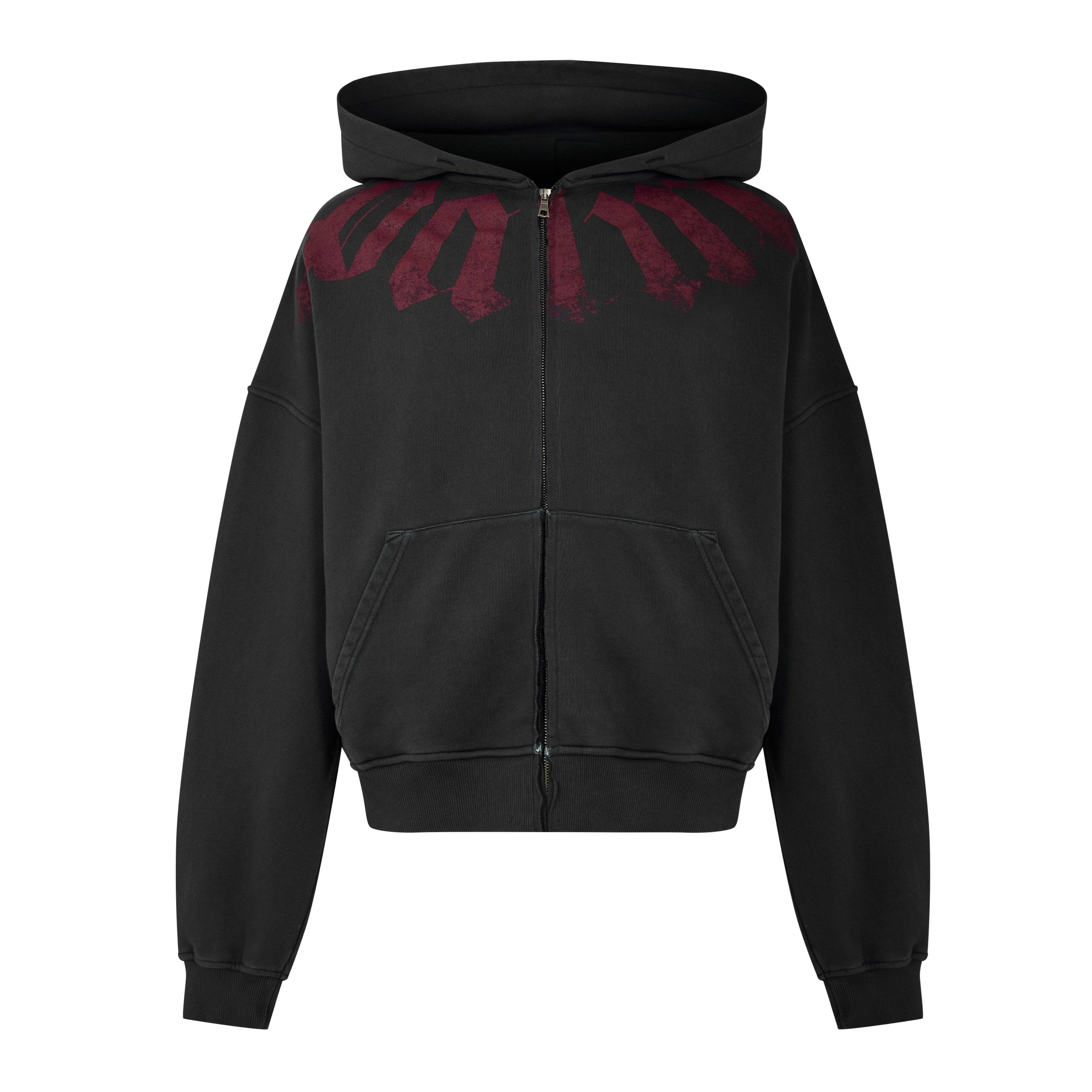 Black - Palm Angels - Palm Neck Zip Hoody Sn61 - 1