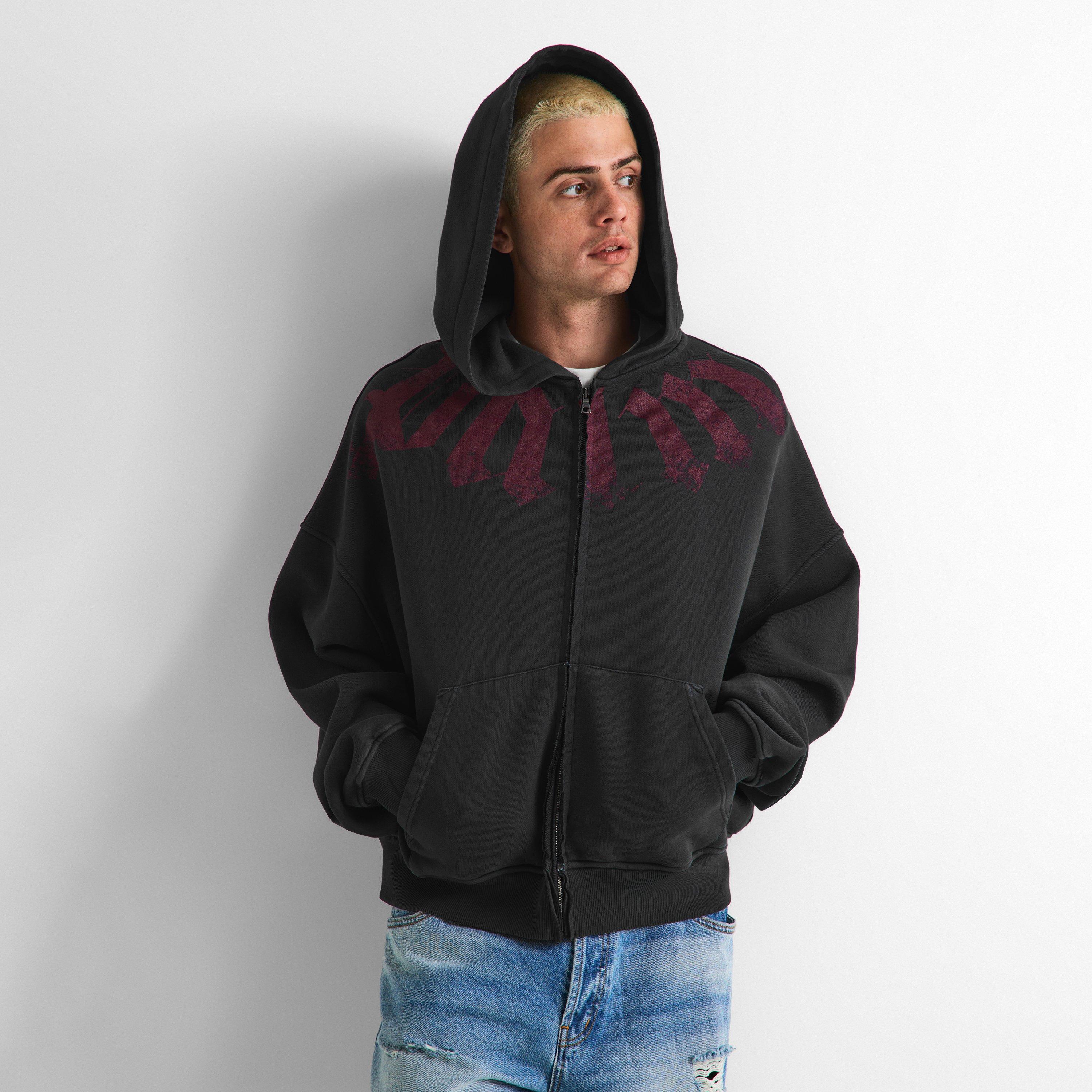 Black - Palm Angels - Palm Neck Zip Hoody Sn61 - 3