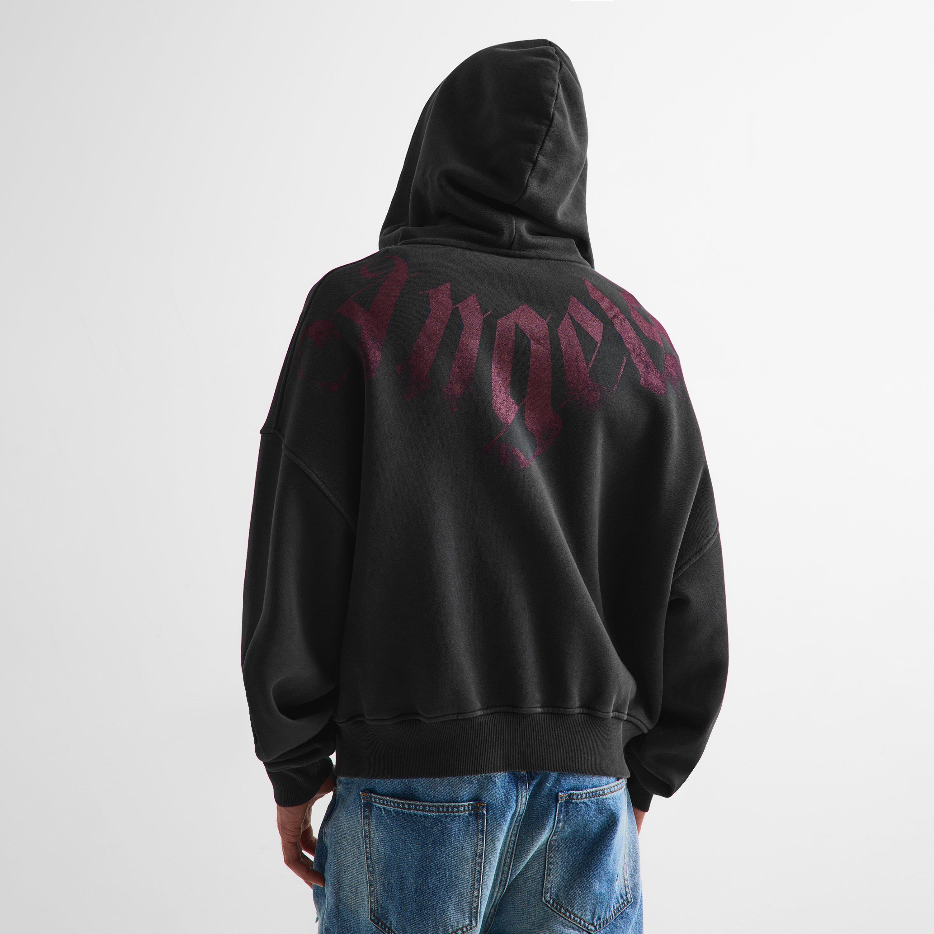 Black - Palm Angels - Palm Neck Zip Hoody Sn61 - 4