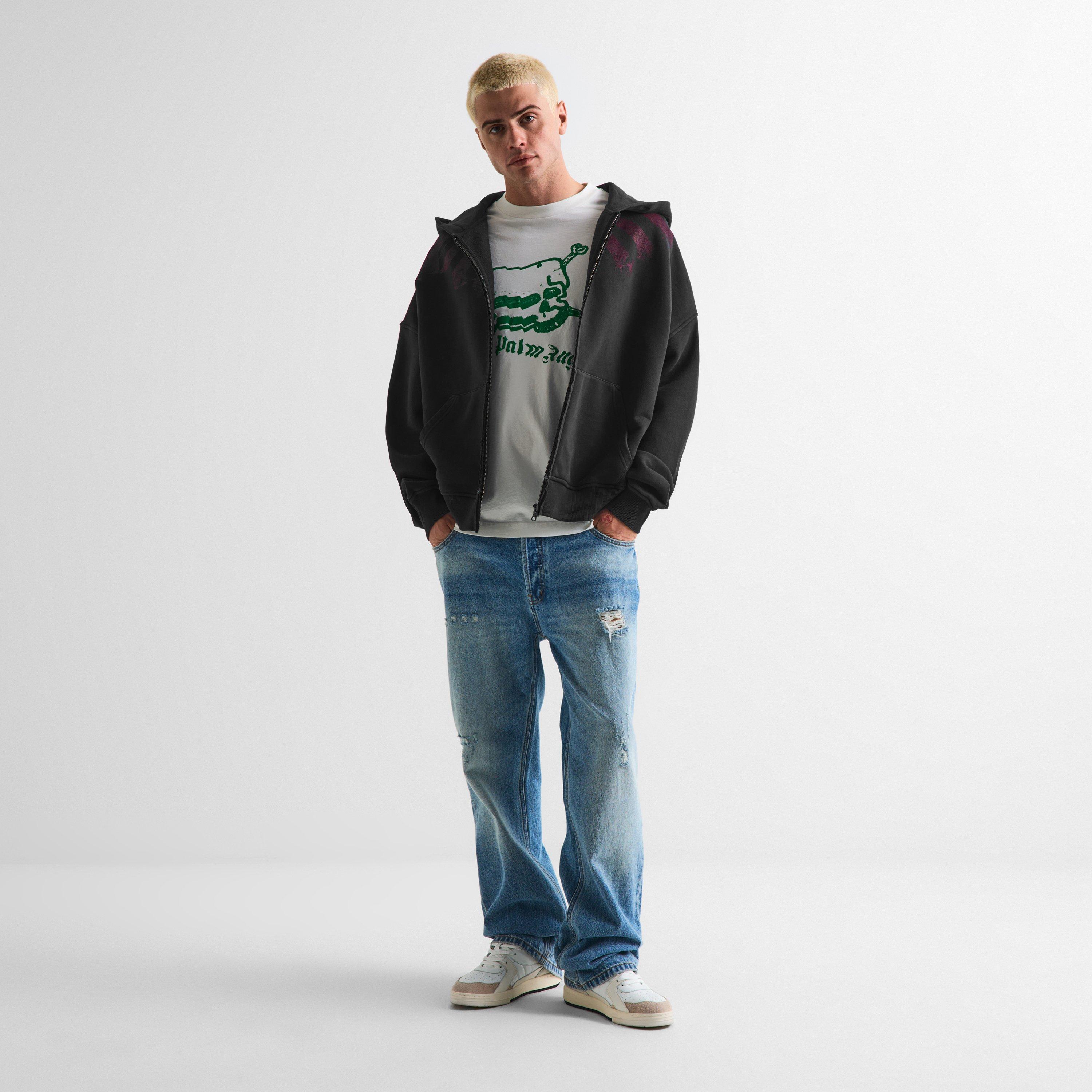 Black - Palm Angels - Palm Neck Zip Hoody Sn61 - 5