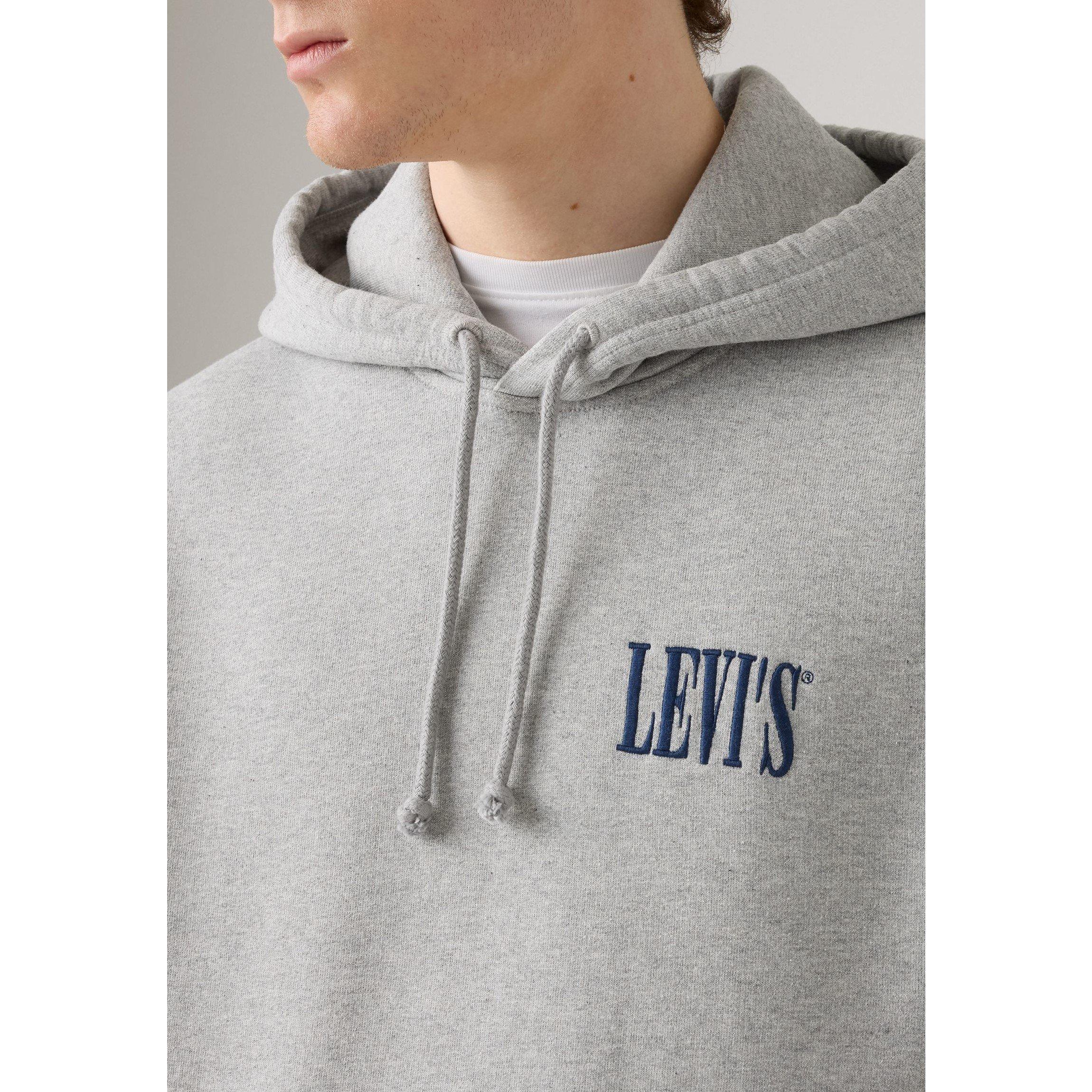 Grå - Levis - Men's Seriff Soft Fabric Relaxed Fit Pullover Hoodie - 6