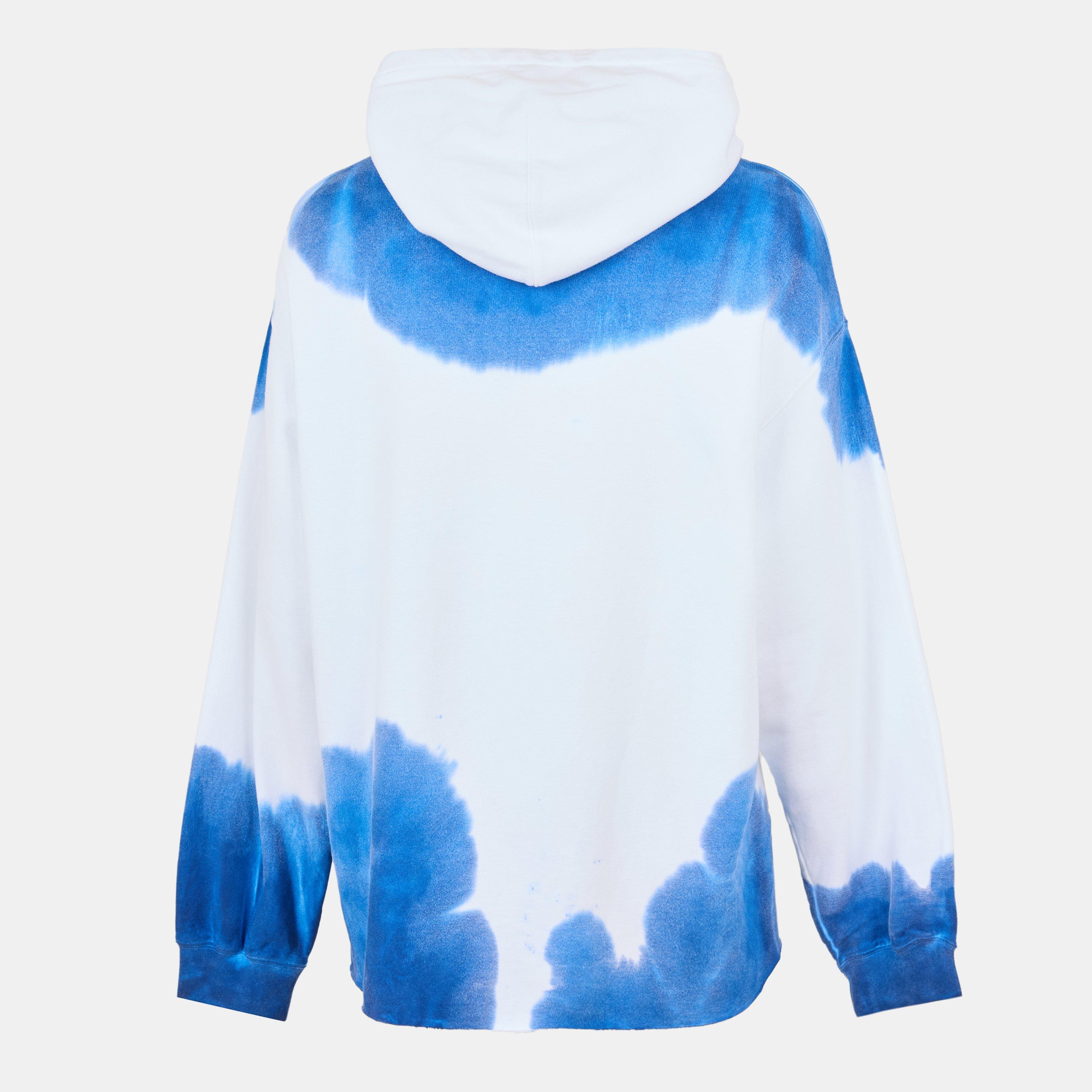 Avio/Wht/Mc/Mix - Gucci - Men's Embroidered Cotton Pull Over Relaxed Fit Hoodie - 2