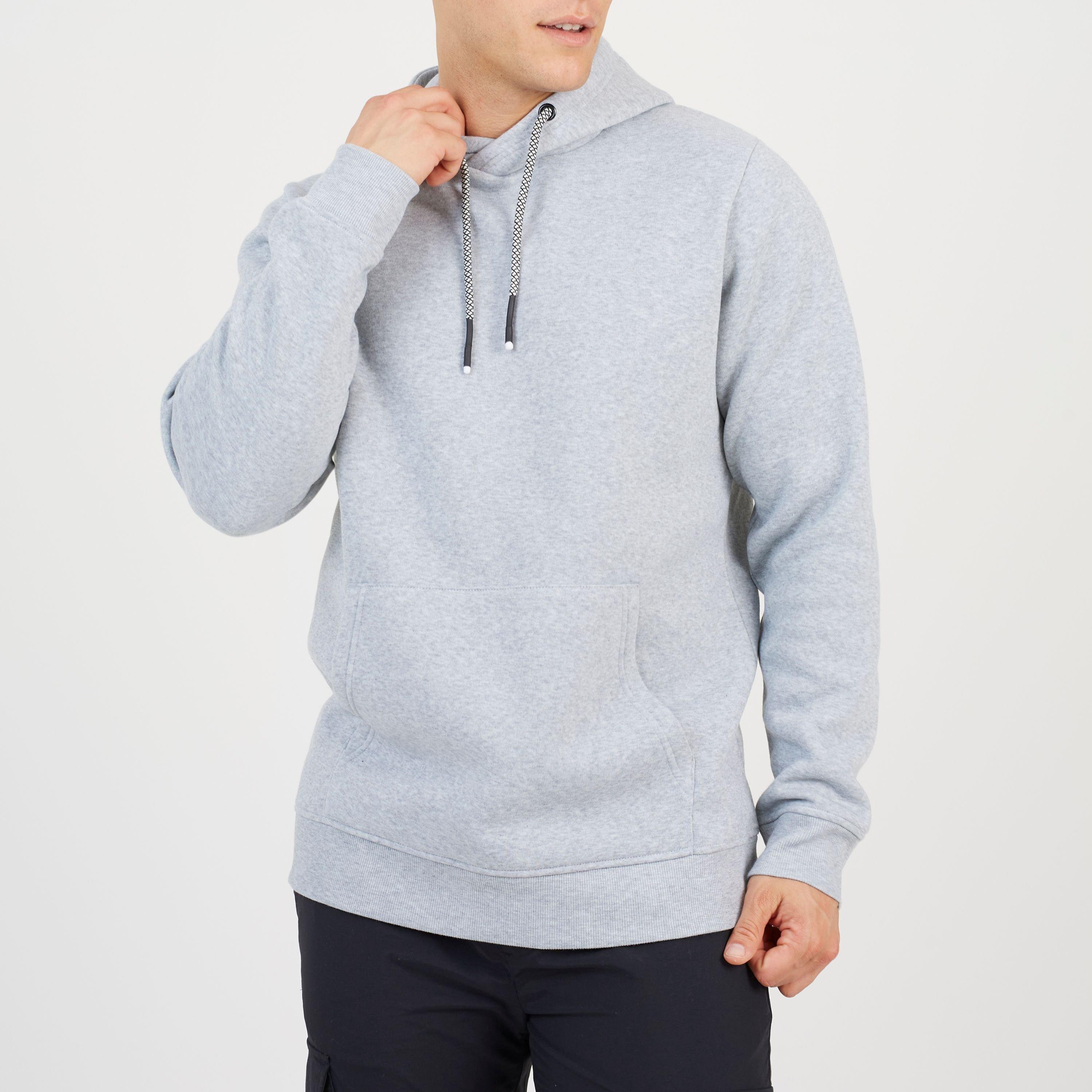 Light Grey Marl - Brave Soul - Mens Overhead Hoodie with Cross Over Neck - 1