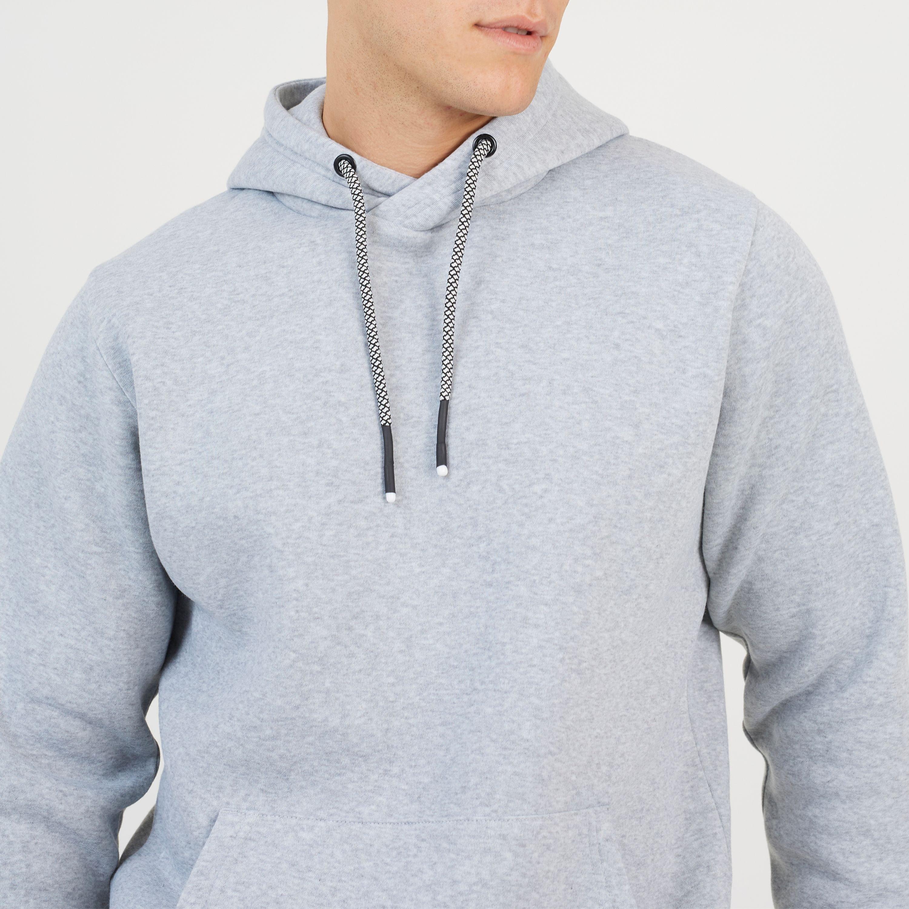 Light Grey Marl - Brave Soul - Mens Overhead Hoodie with Cross Over Neck - 3
