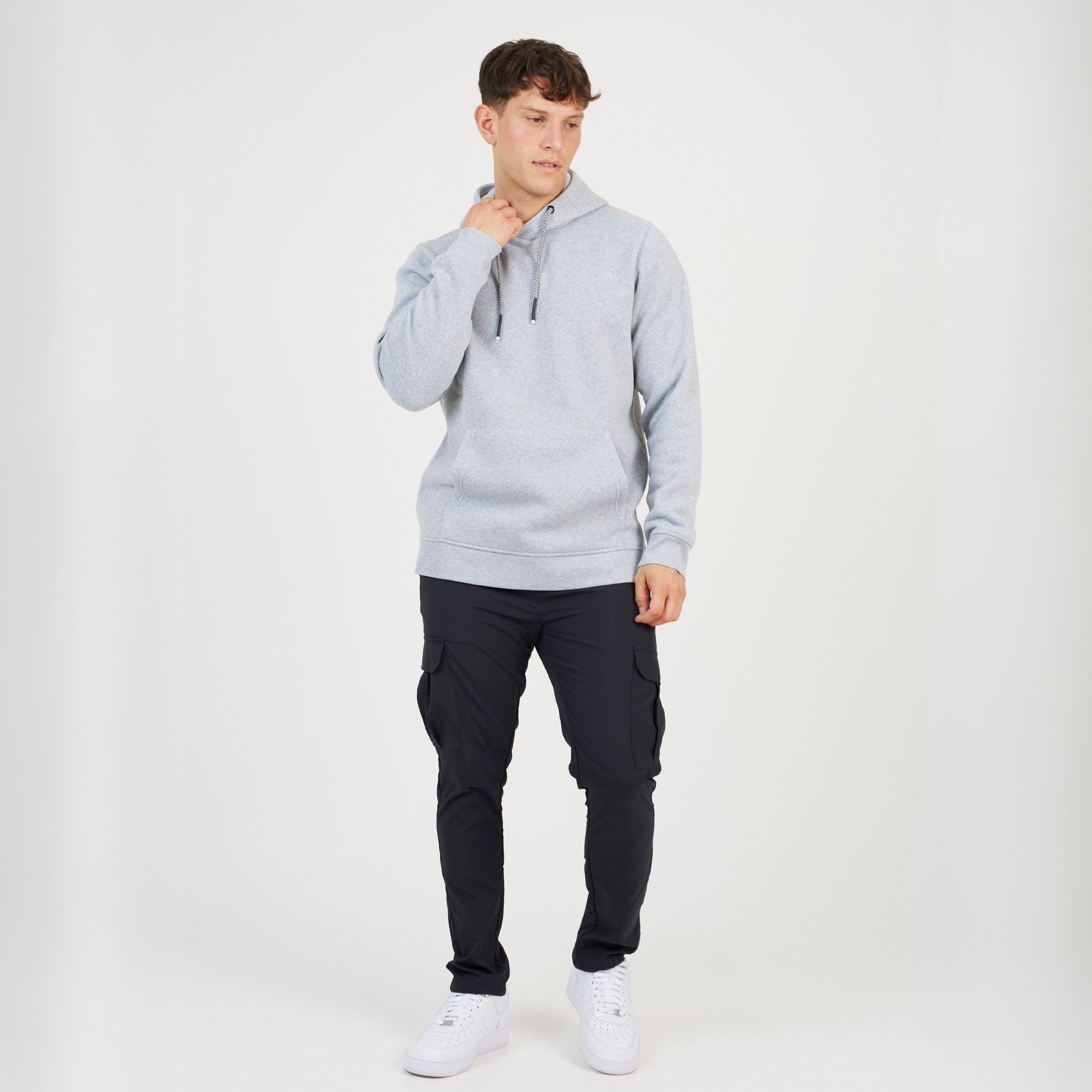 Light Grey Marl - Brave Soul - Mens Overhead Hoodie with Cross Over Neck - 4