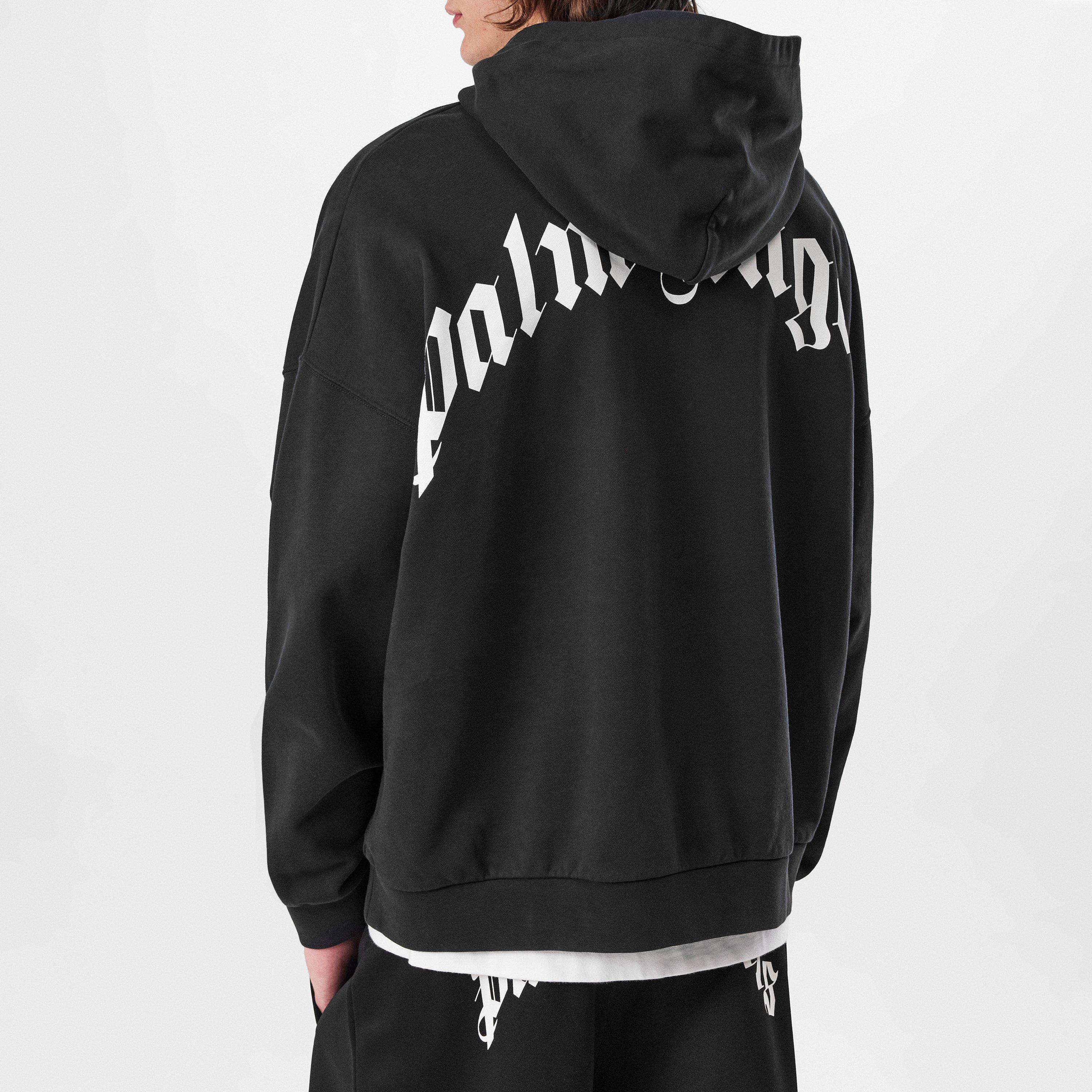 Black - Palm Angels - Gothic Logo Hoodie - 4
