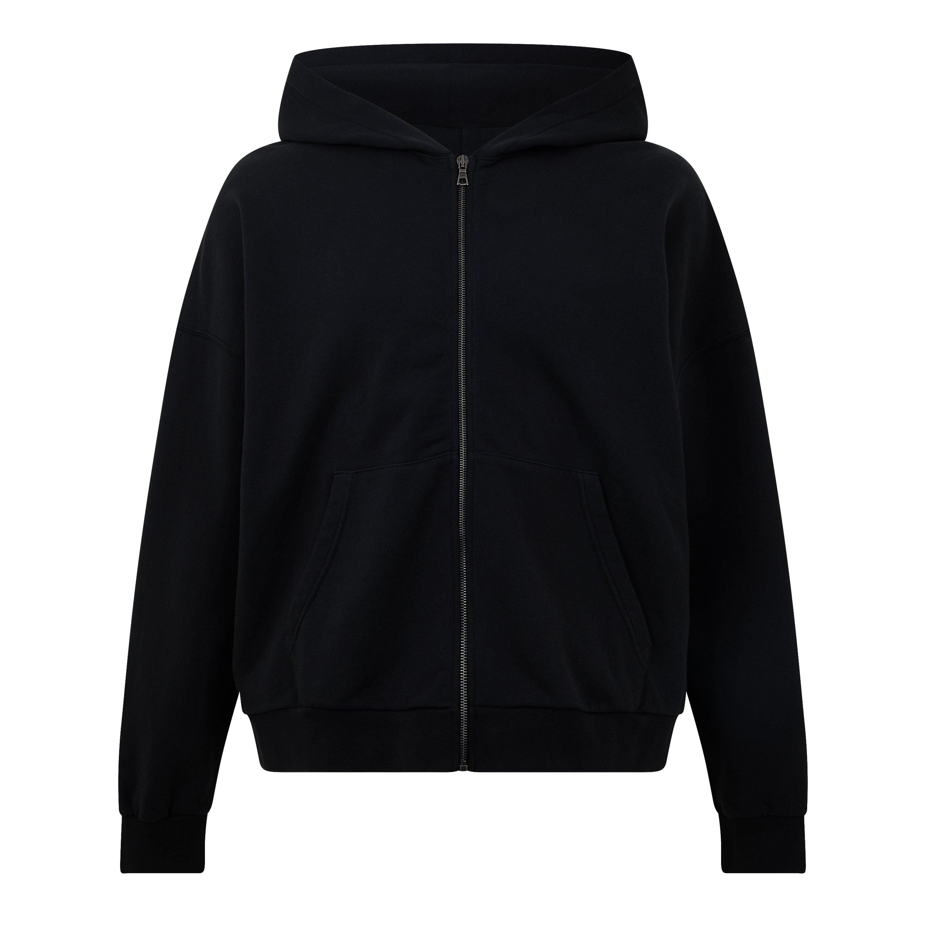 Black - Palm Angels - Curved Logo Zip Hoodie - 2