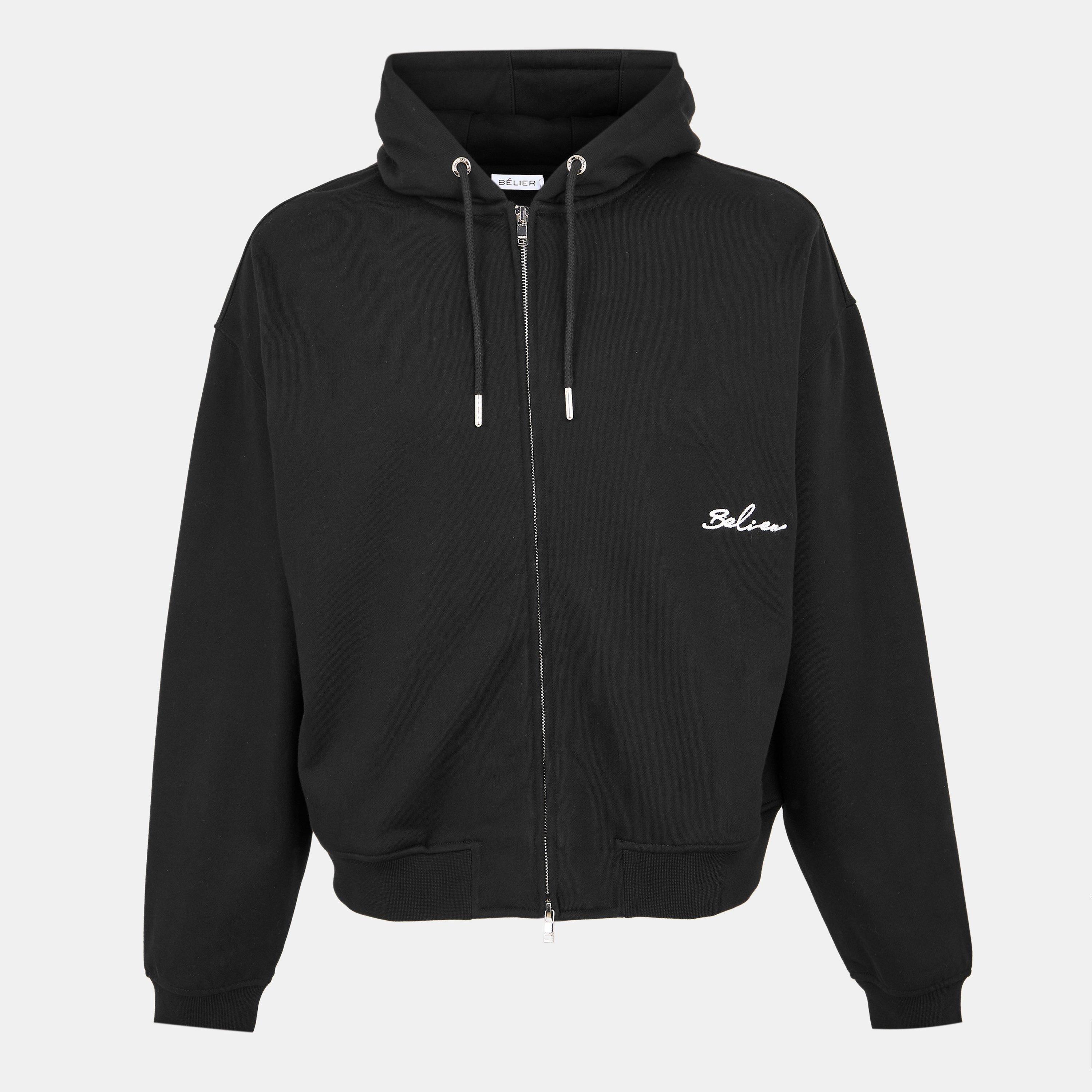 Black - BELIER - Men's Oversized Full Zip Hoodie - 1