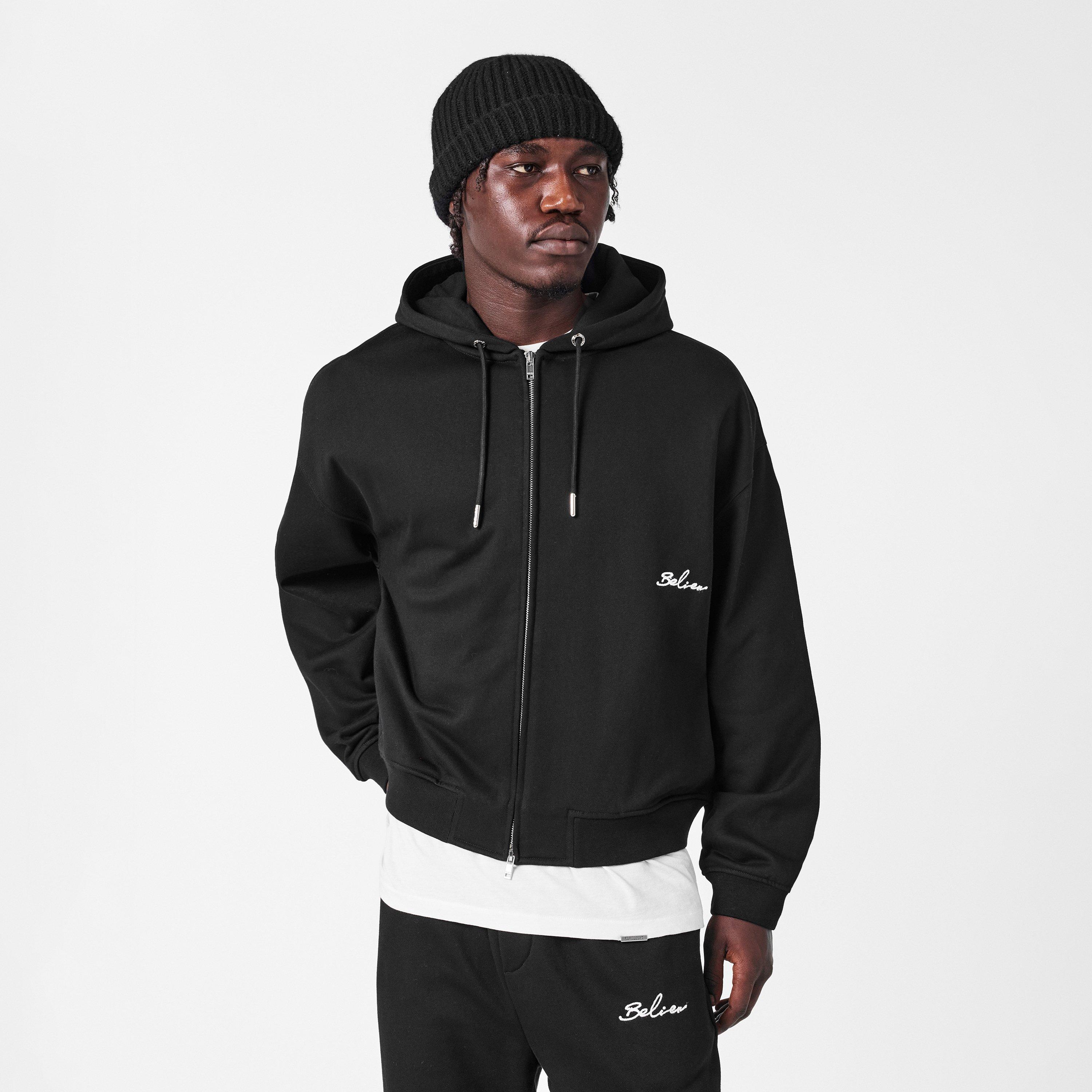 Black - BELIER - Men's Oversized Zip Hoodie - 3