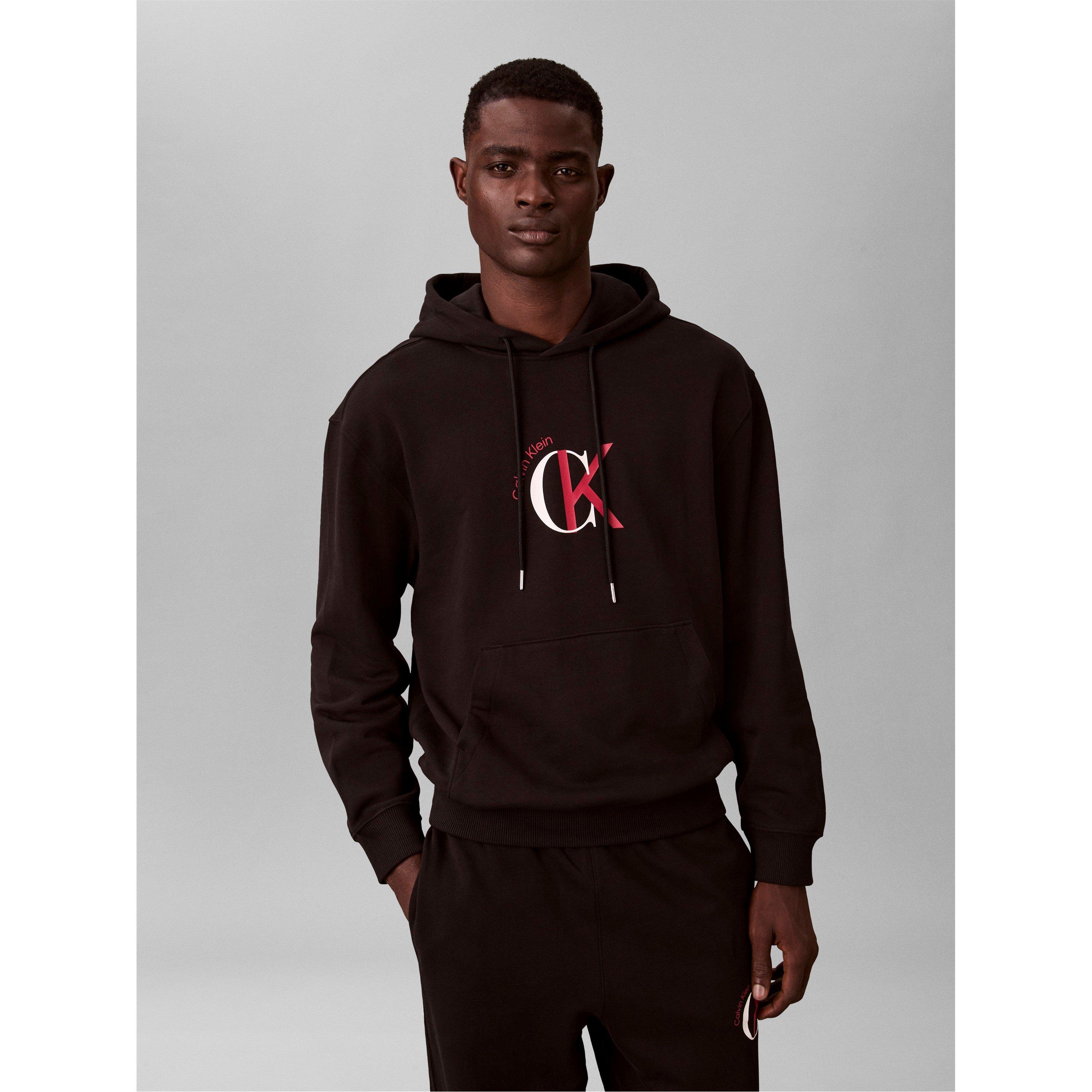 Black - Calvin Klein Jeans - Men's Terry Graph Pull Over Hoodie - 1
