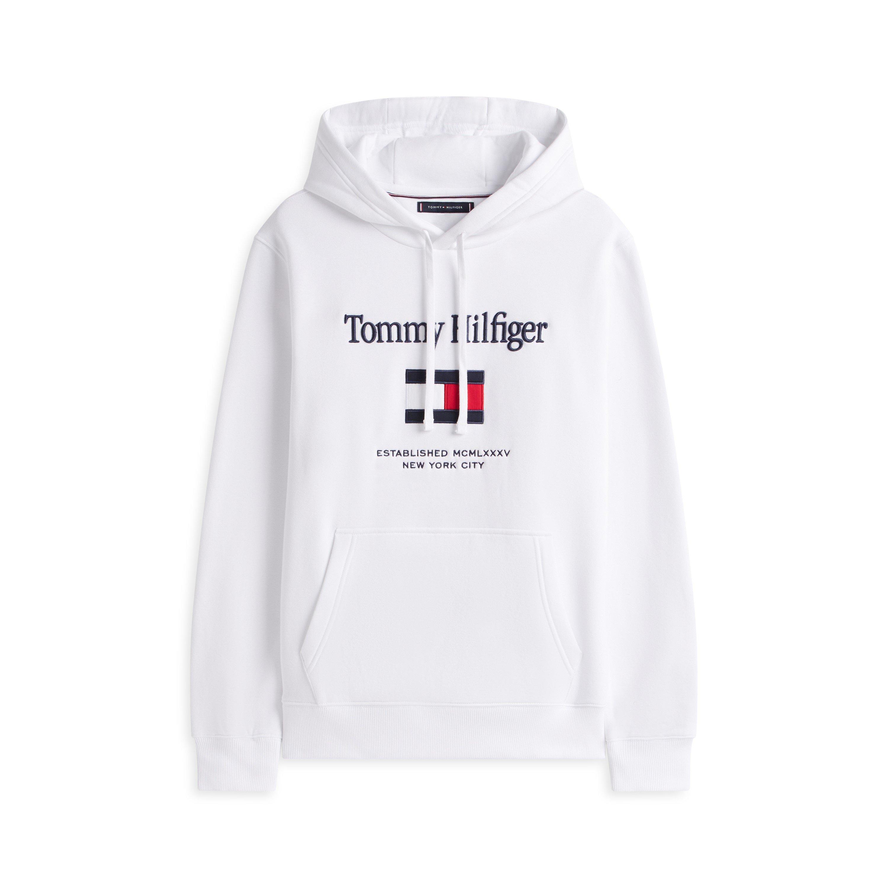 Tommy Hilfiger Men's Embro Flag Pull Over Hoodie - White - L