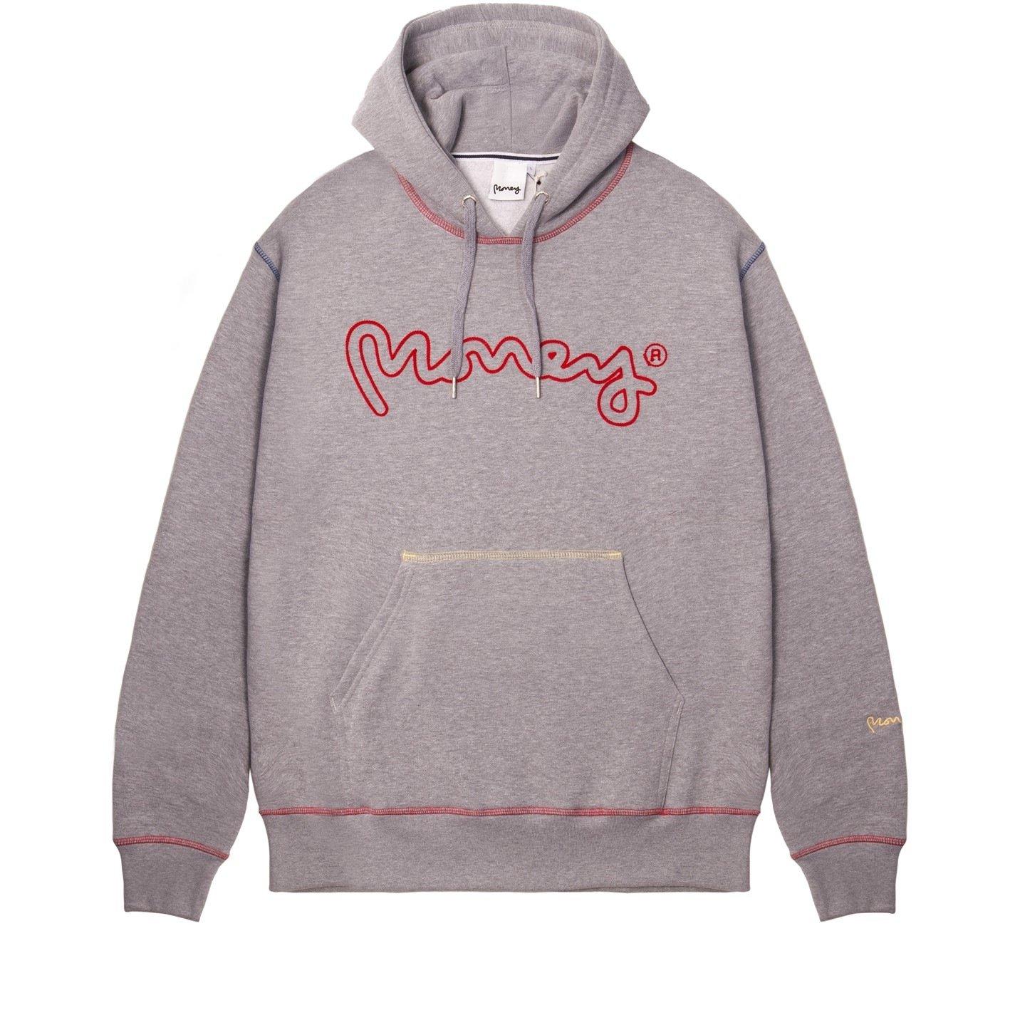 Grey Melange - Money - Contrast Stitch Hood - 1