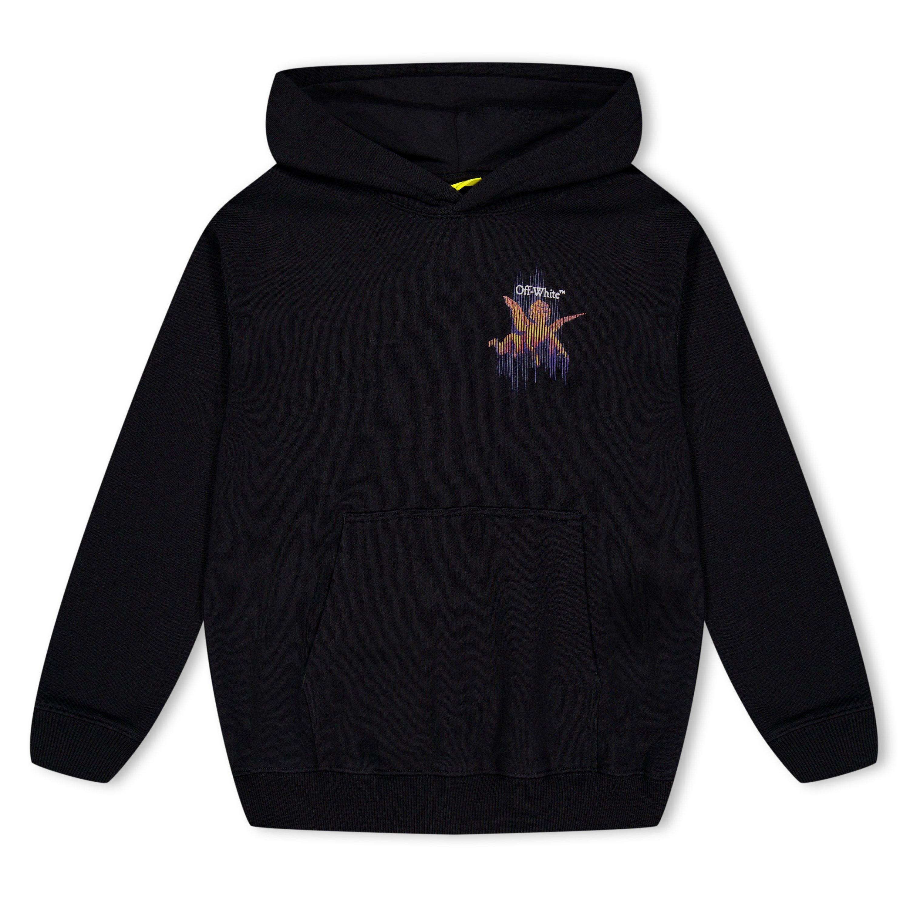 Black 1001 - Off White - Unisex Kids' Cherub Caravaggio Graphic Cotton Long Sleeve Hoodie - 1