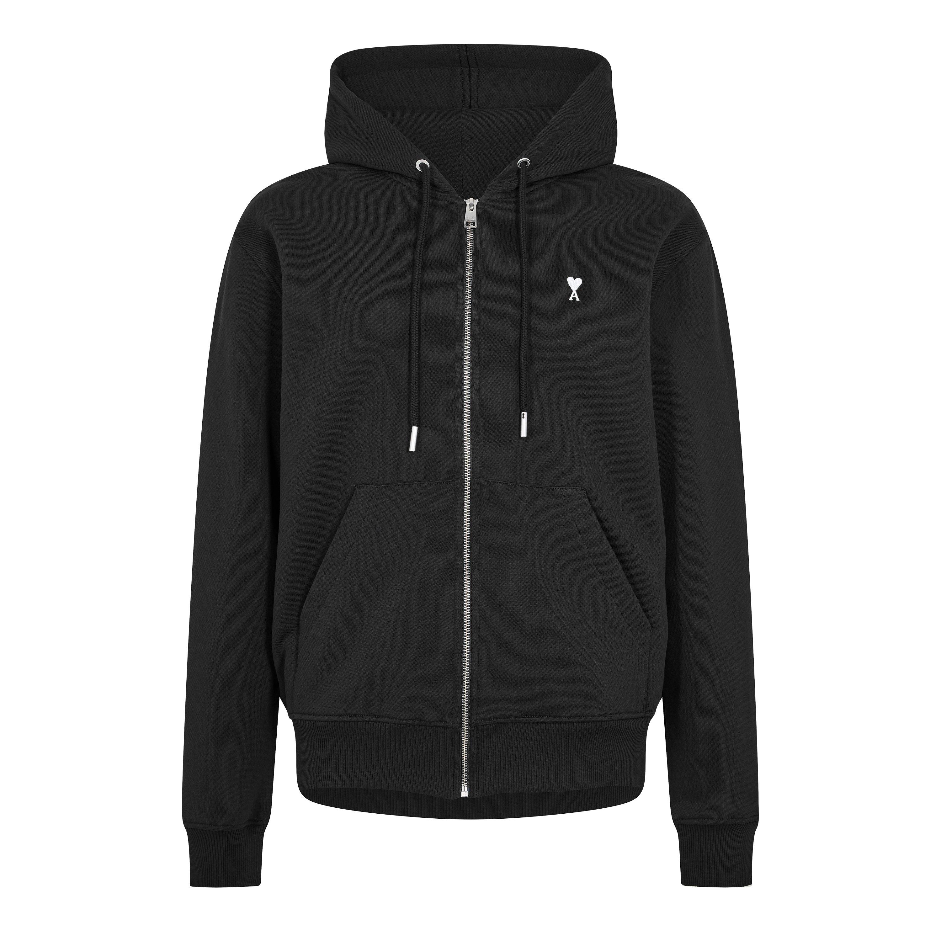 Ami Paris Men's Zip Hoodie - Black/White - Medium