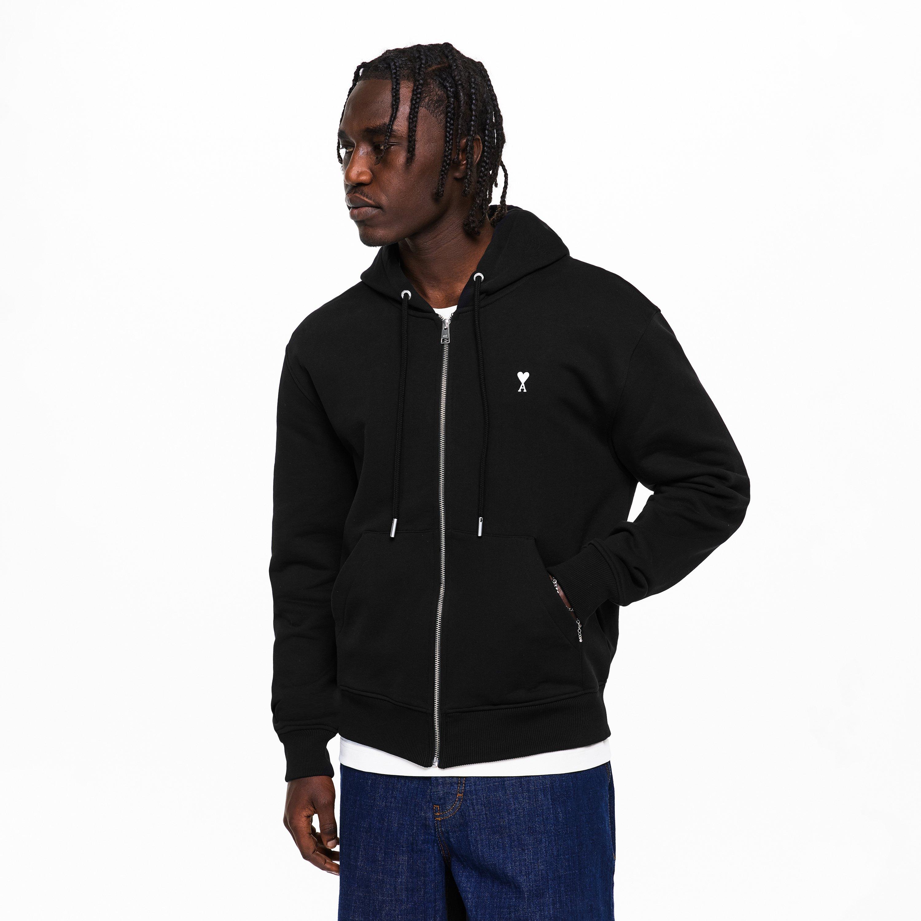 Black/White - Ami Paris - Men's Zip Hoodie - 3