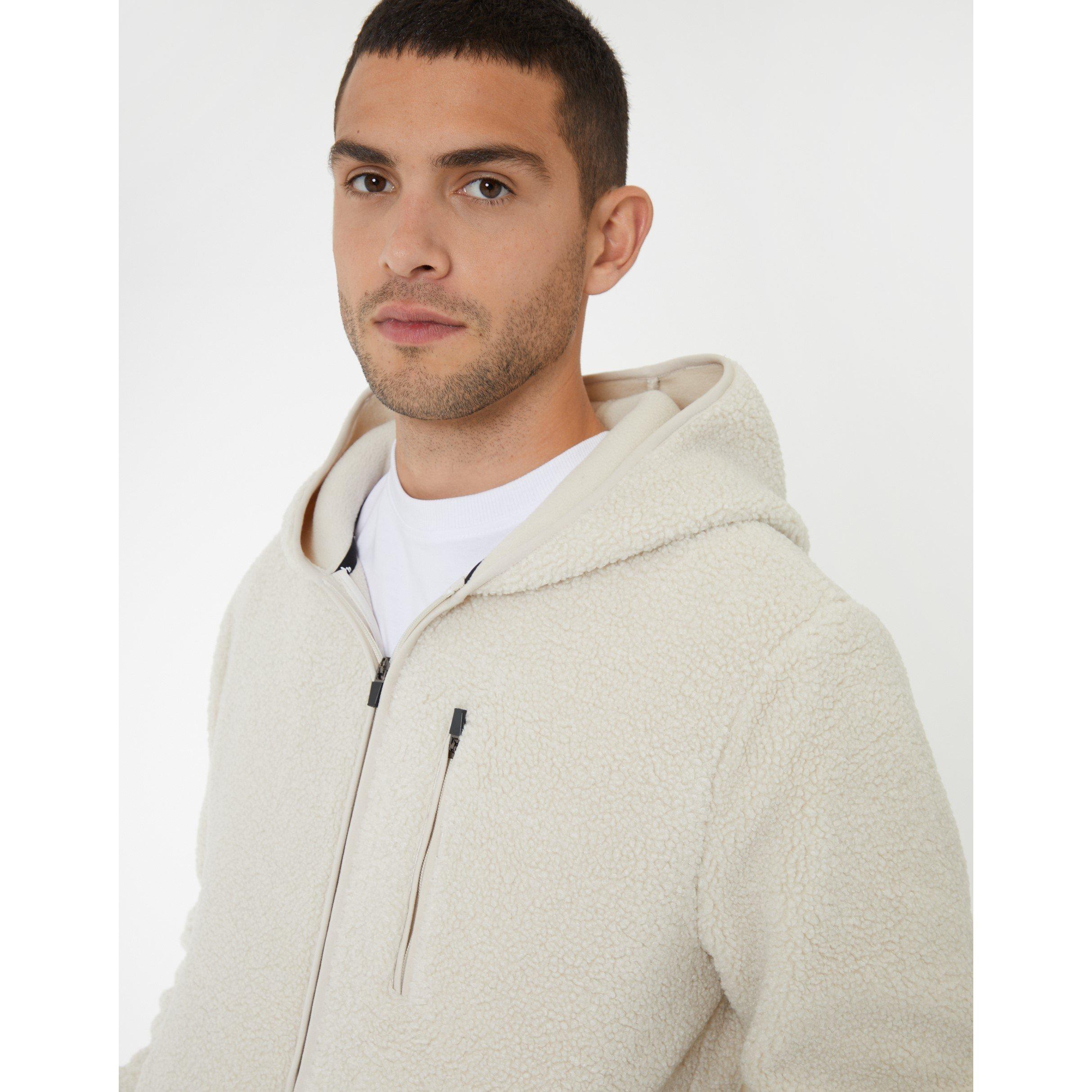 Ecru - Threadbare - Through Borg Zip Hoodie - 4
