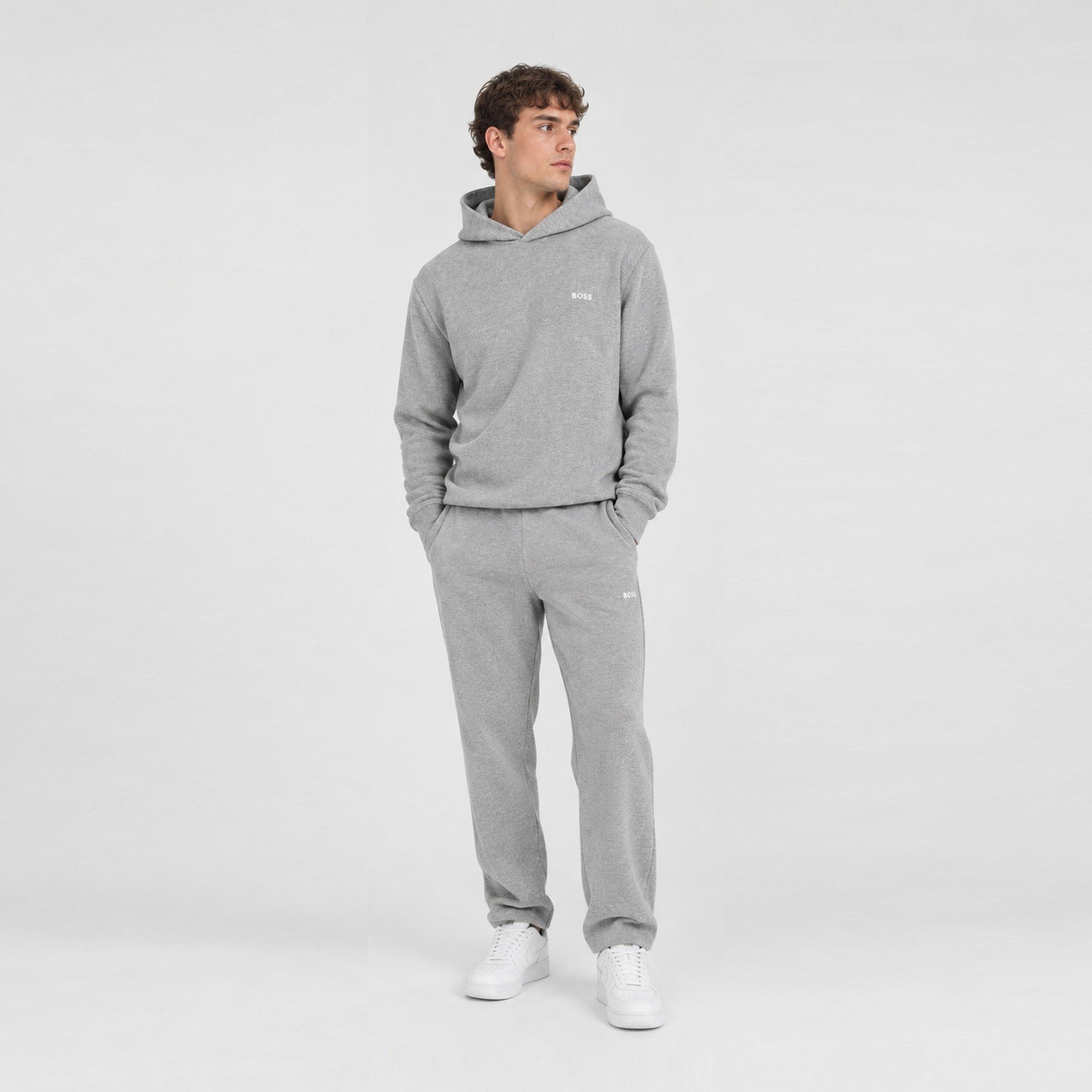 Grey 034 - Boss - Mens BOSS Bodywear Waffle Loungewear Hoodie with Logo Detail - 3