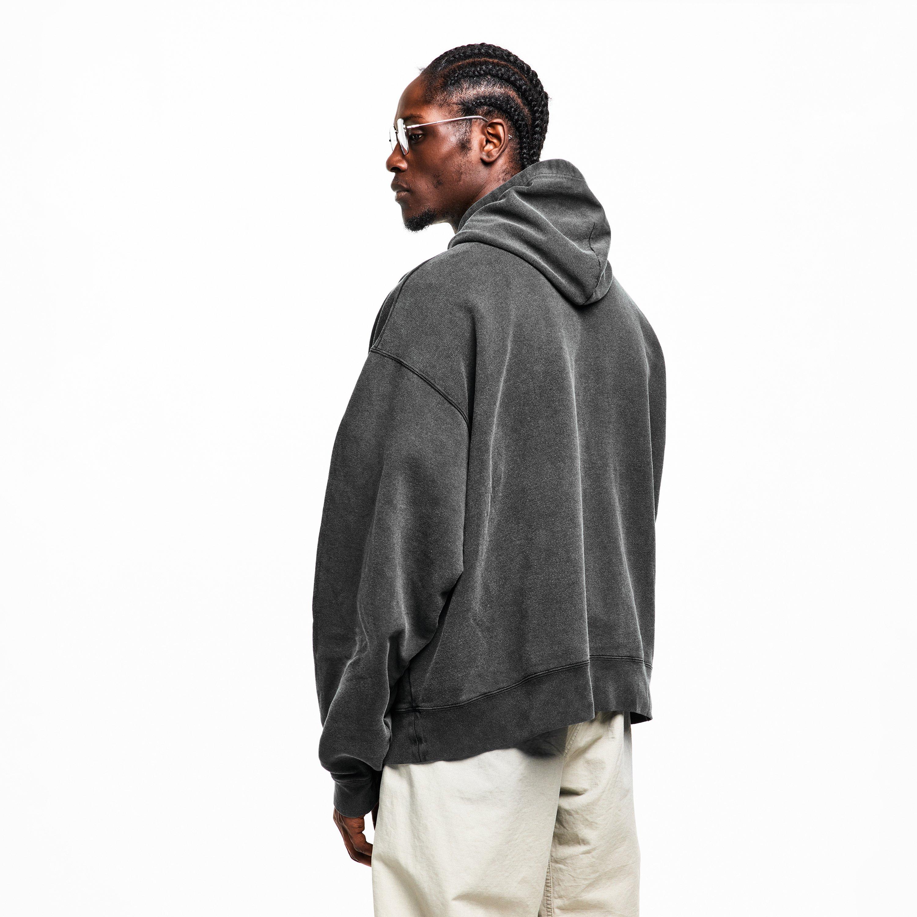 Black/White - Balenciaga - Men's Bal Washed Logo Pull Over Hoodie - 4