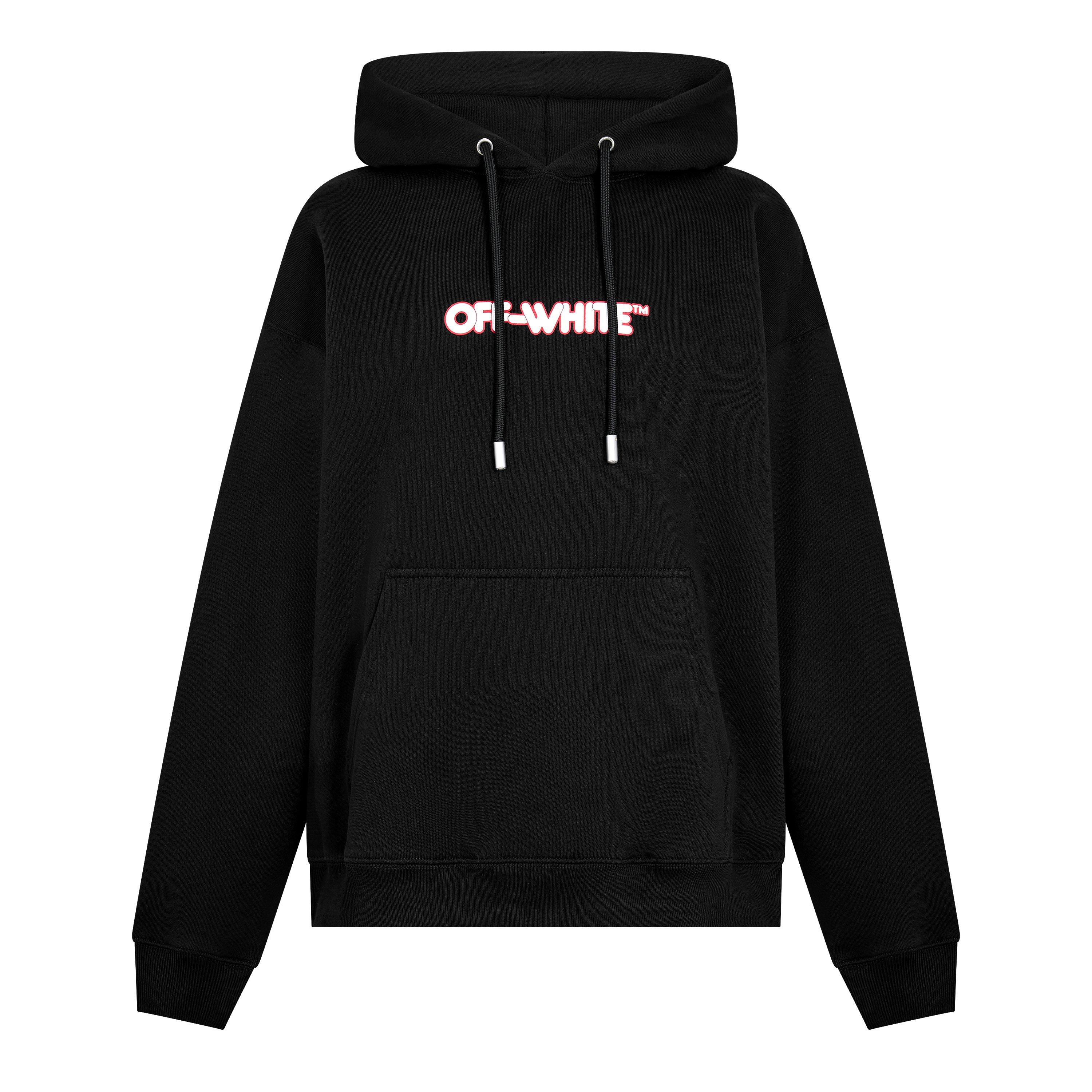 Off White Men's Round Logo Skate Pull Over Hoodie - Black-White - Size 2XL