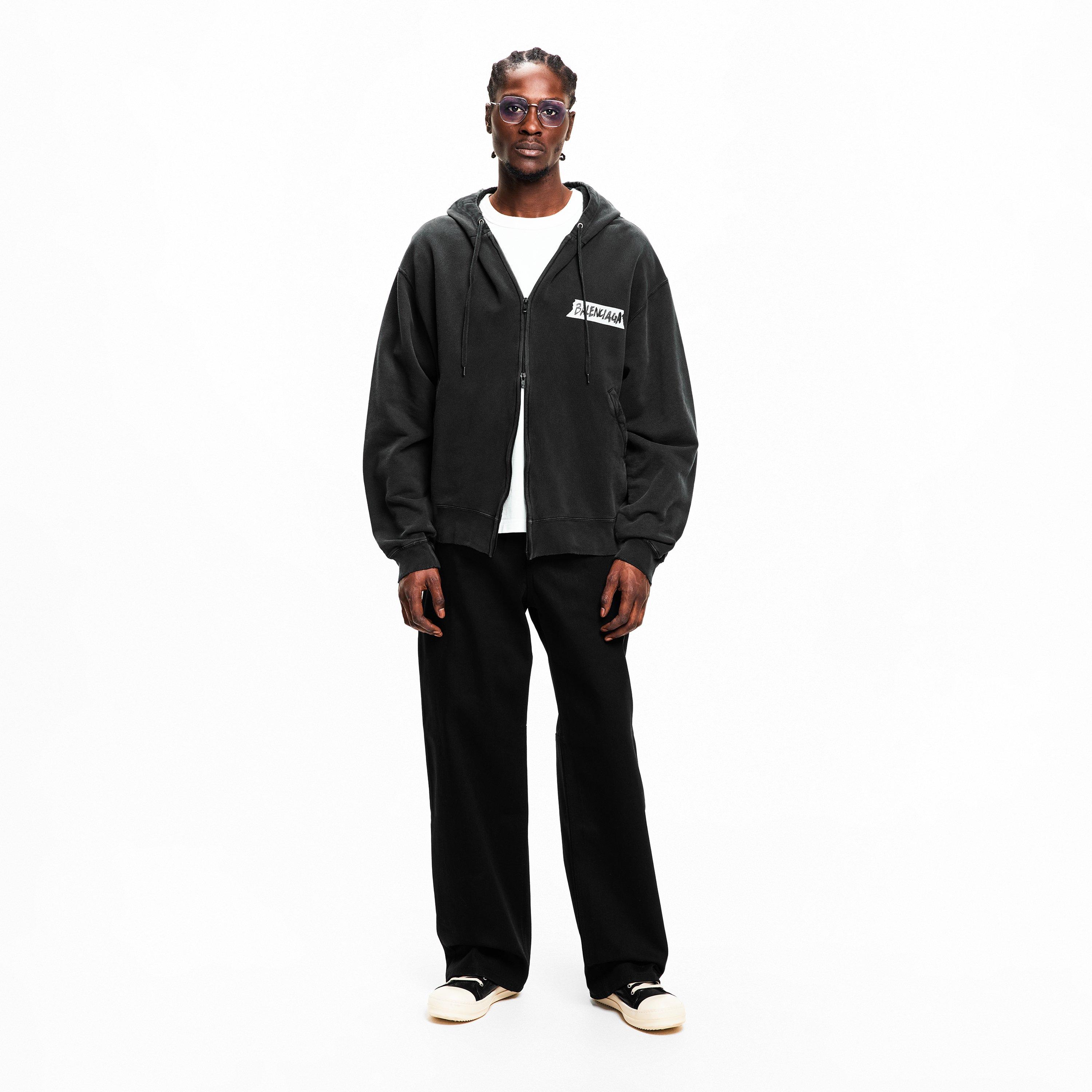 Washed Black - Balenciaga - Men's Bal Oversized Zip Hoodie - 6