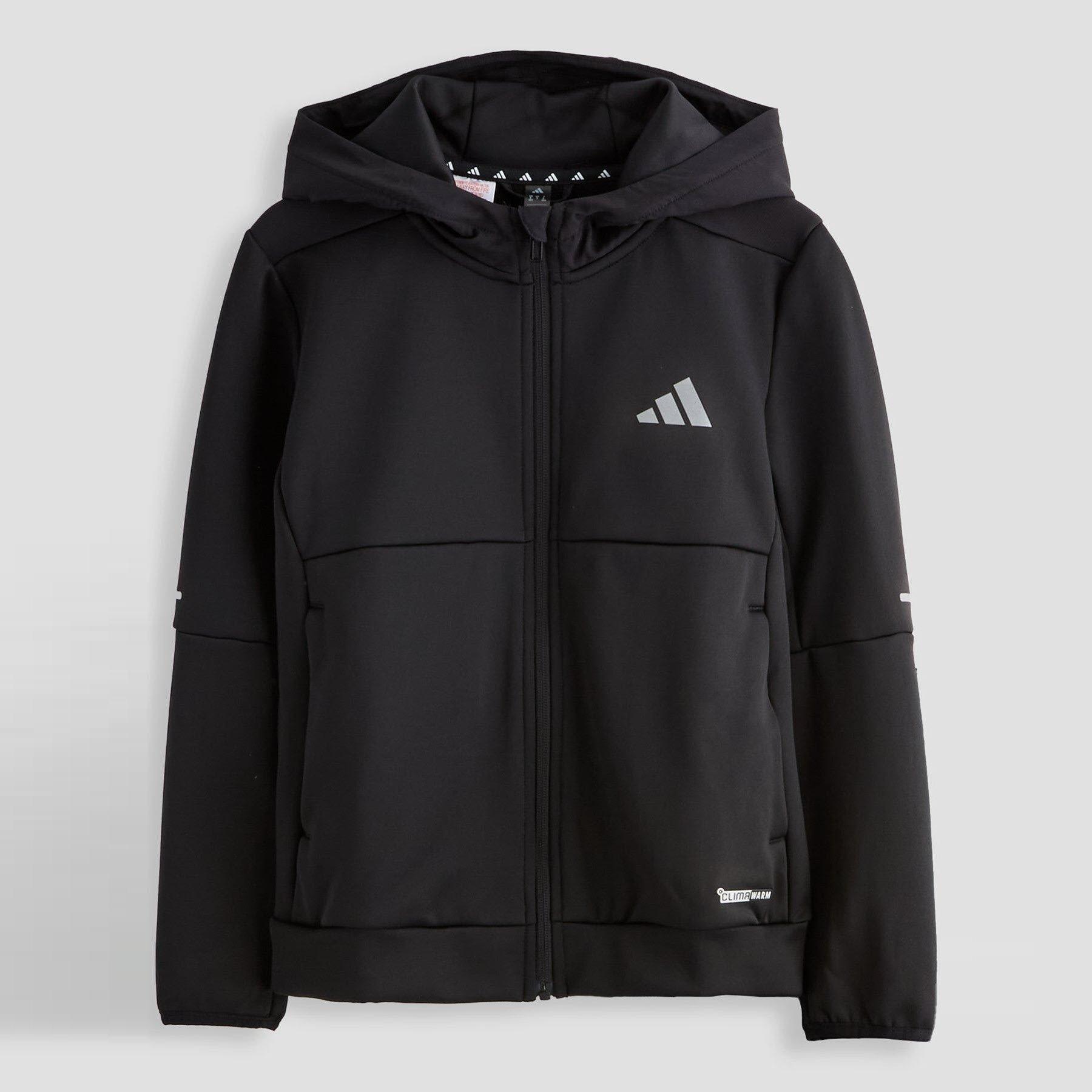 Black - adidas - Kids' Clima Full-Zip Hooded Tracksuit Top - 1