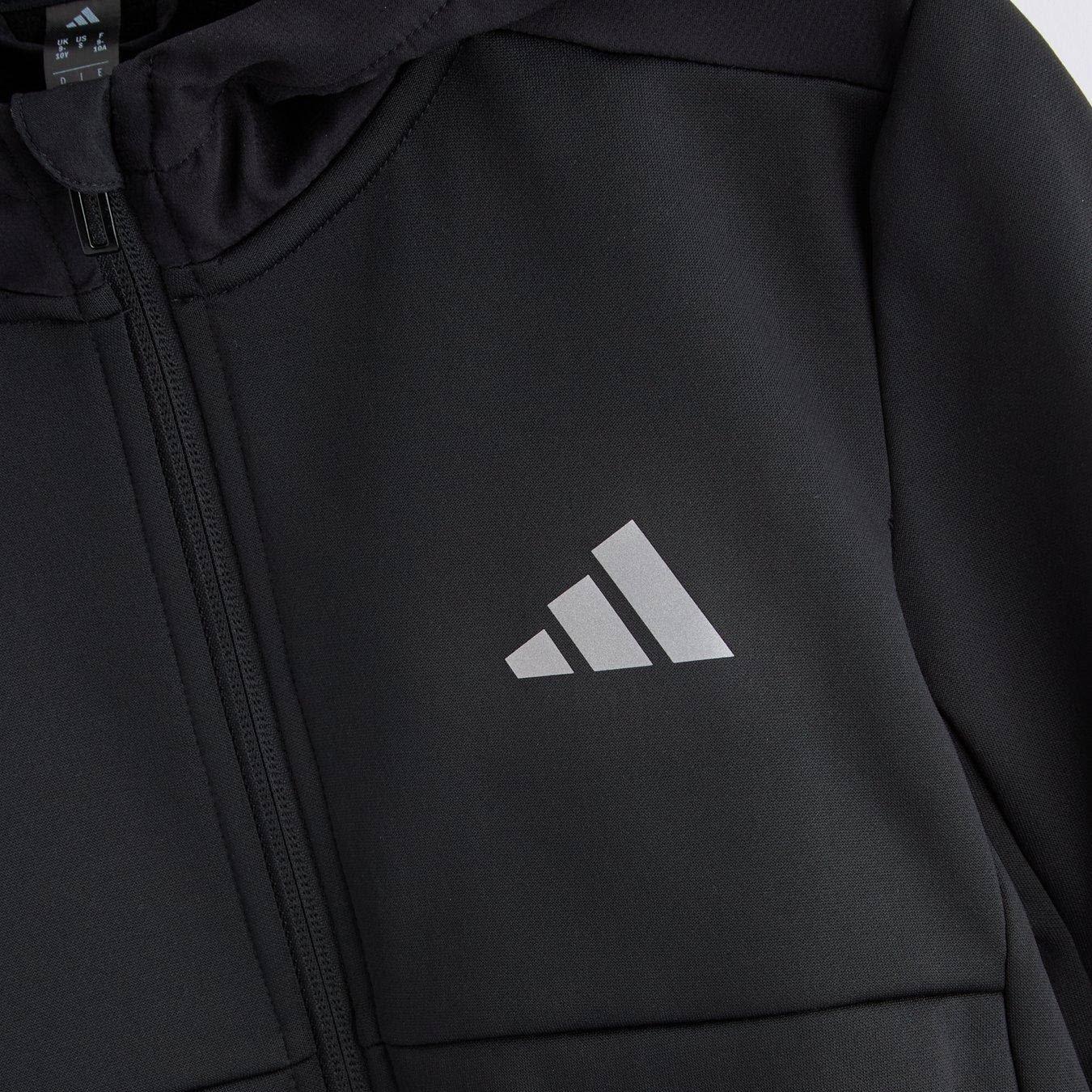 Black - adidas - Kids' Clima Full-Zip Hooded Tracksuit Top - 3