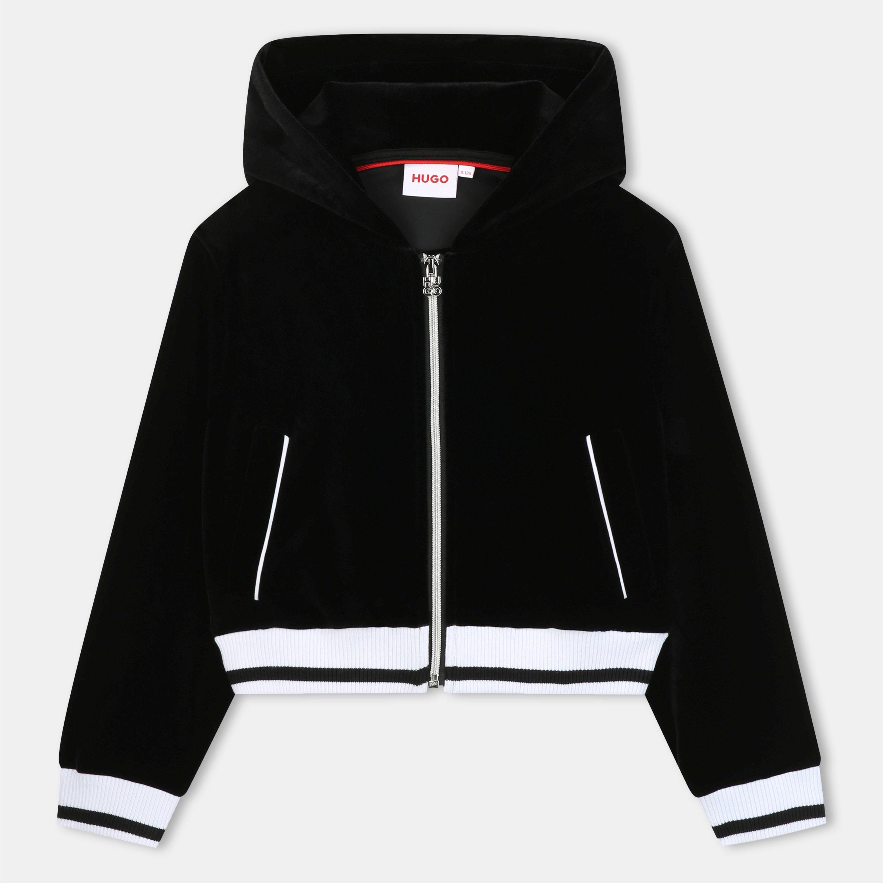 Hugo Kids' Full Zip Hoodie - Black 09B - Size 12Y