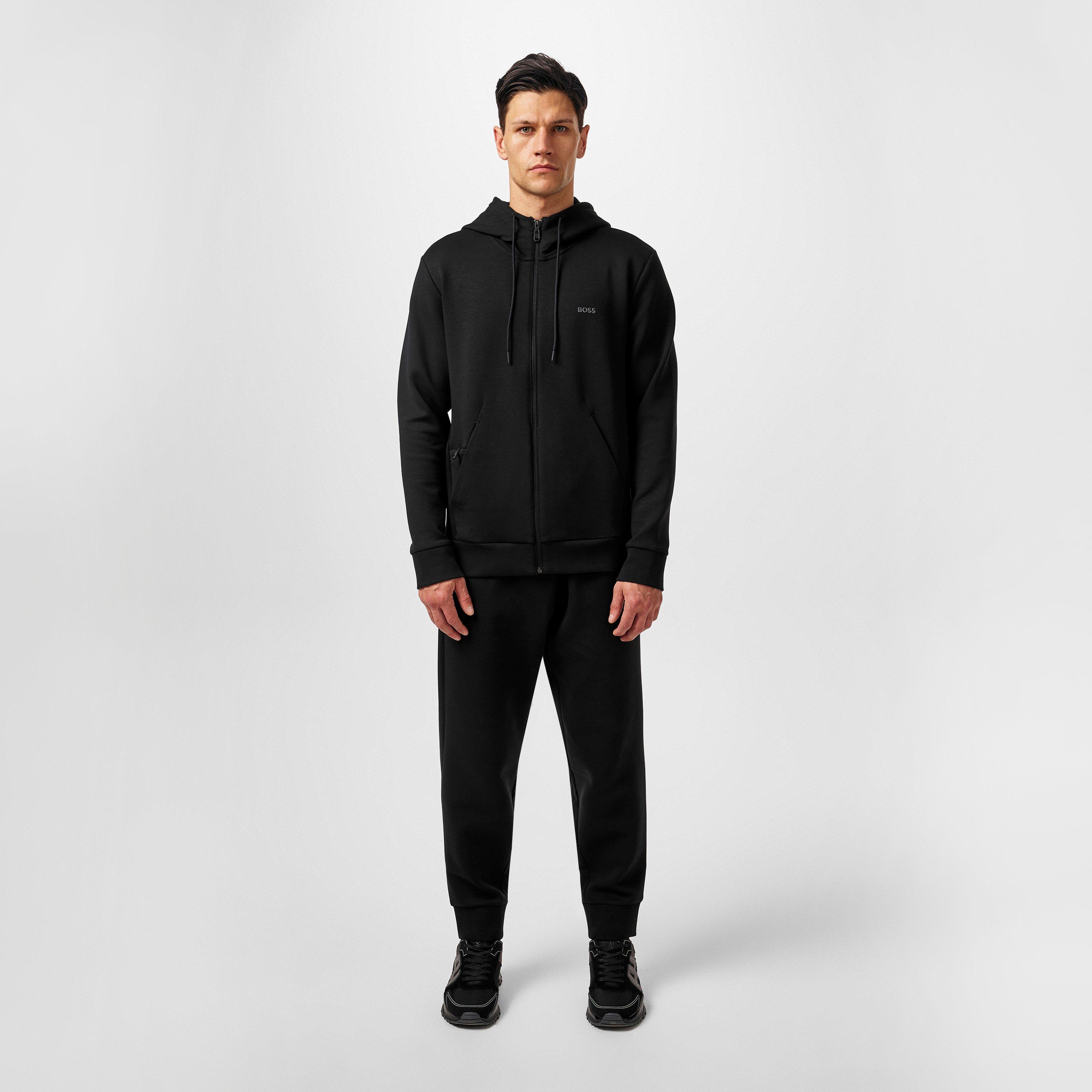 Black 001 - Boss - Mens BOSS GREEN Full-Zip Hoodie with Adjustable Drawstring Hood - Streamlined Design - 6