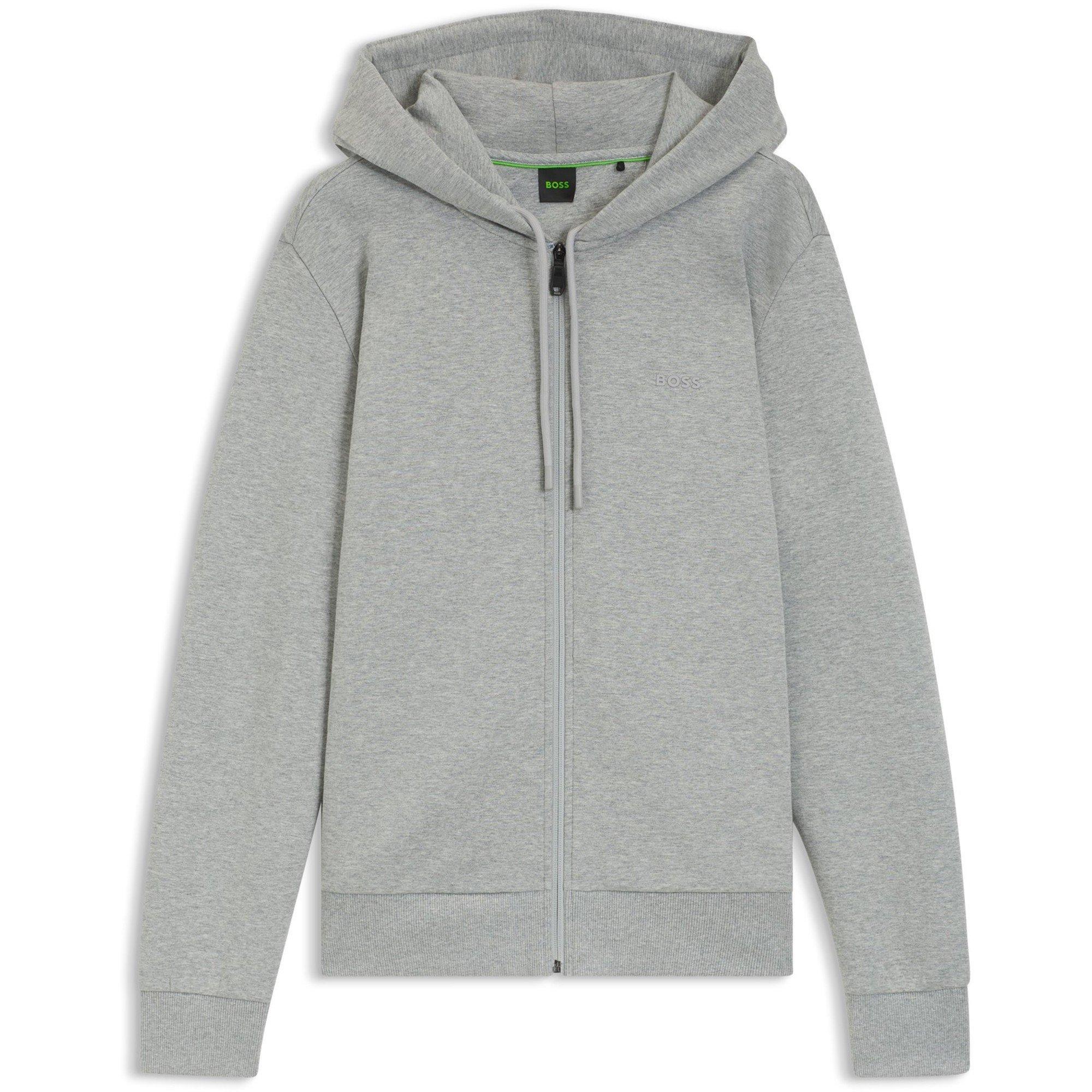 Boss Mens BOSS GREEN Full-Zip Hoodie with Adjustable Drawstring Hood - Streamlined Design