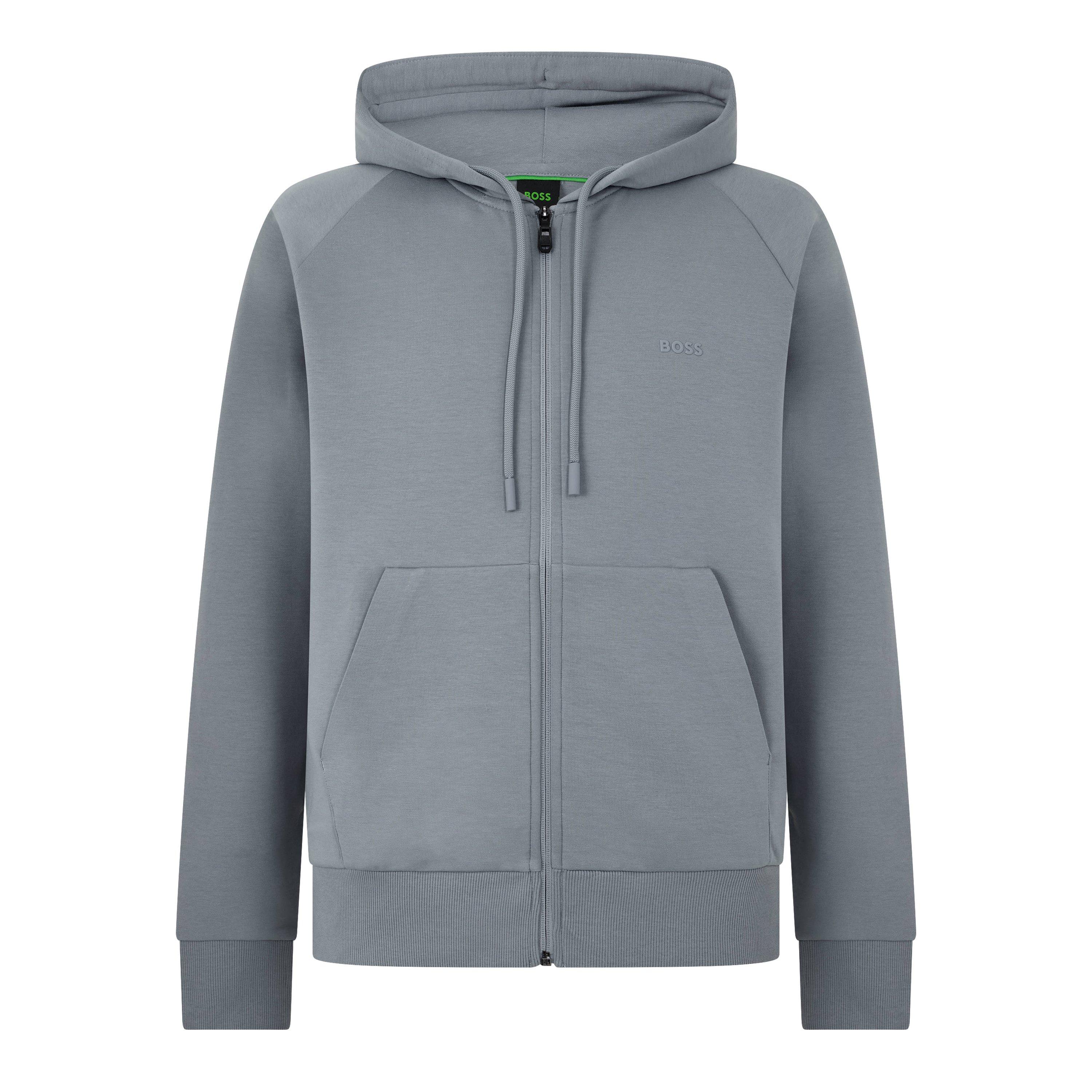 Boss Mens BOSS GREEN Full-Zip Hoodie with Adjustable Drawstring Hood - Streamlined Design - Dark Grey 026 - M