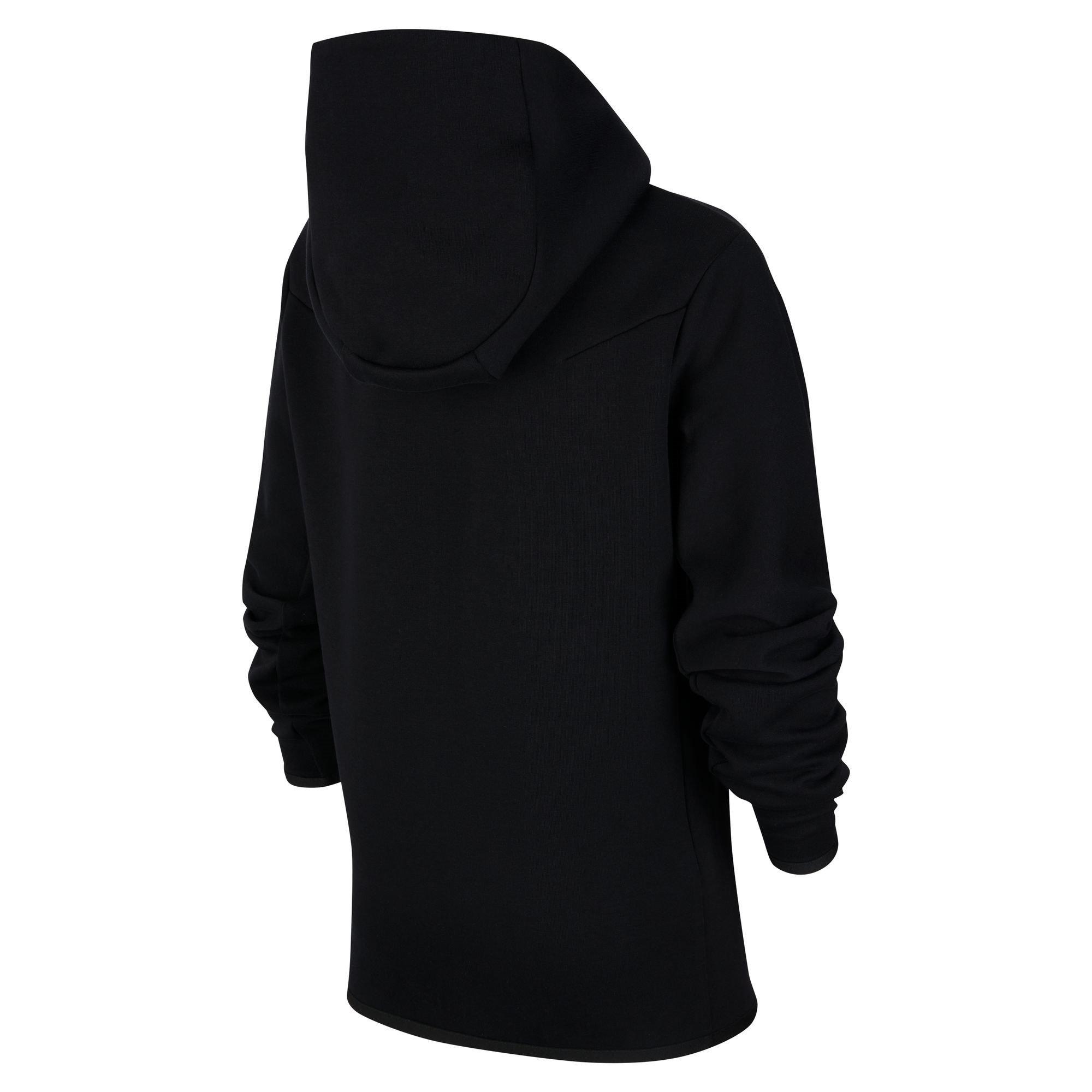 BLACK/BLACK - Nike - Sportswear Tech Fleece Big Kids' (Boys') Full-Zip Hoodie - 2
