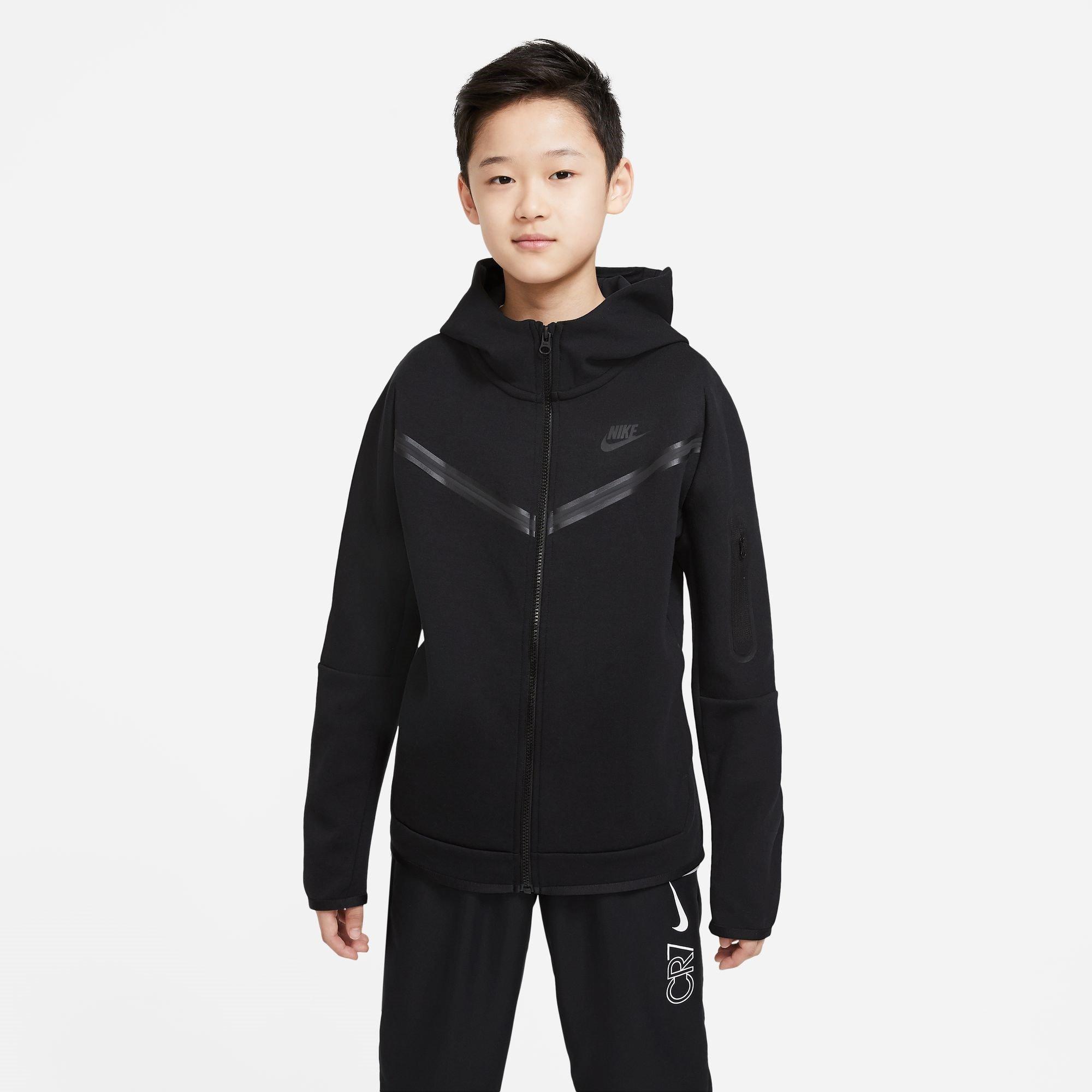 BLACK/BLACK - Nike - Sportswear Tech Fleece Big Kids' (Boys') Full-Zip Hoodie - 3