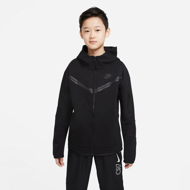 NOIR/NOIR - Nike - Sportswear Tech Fleece Big Kids' (Boys') Full-Zip Hoodie - 3