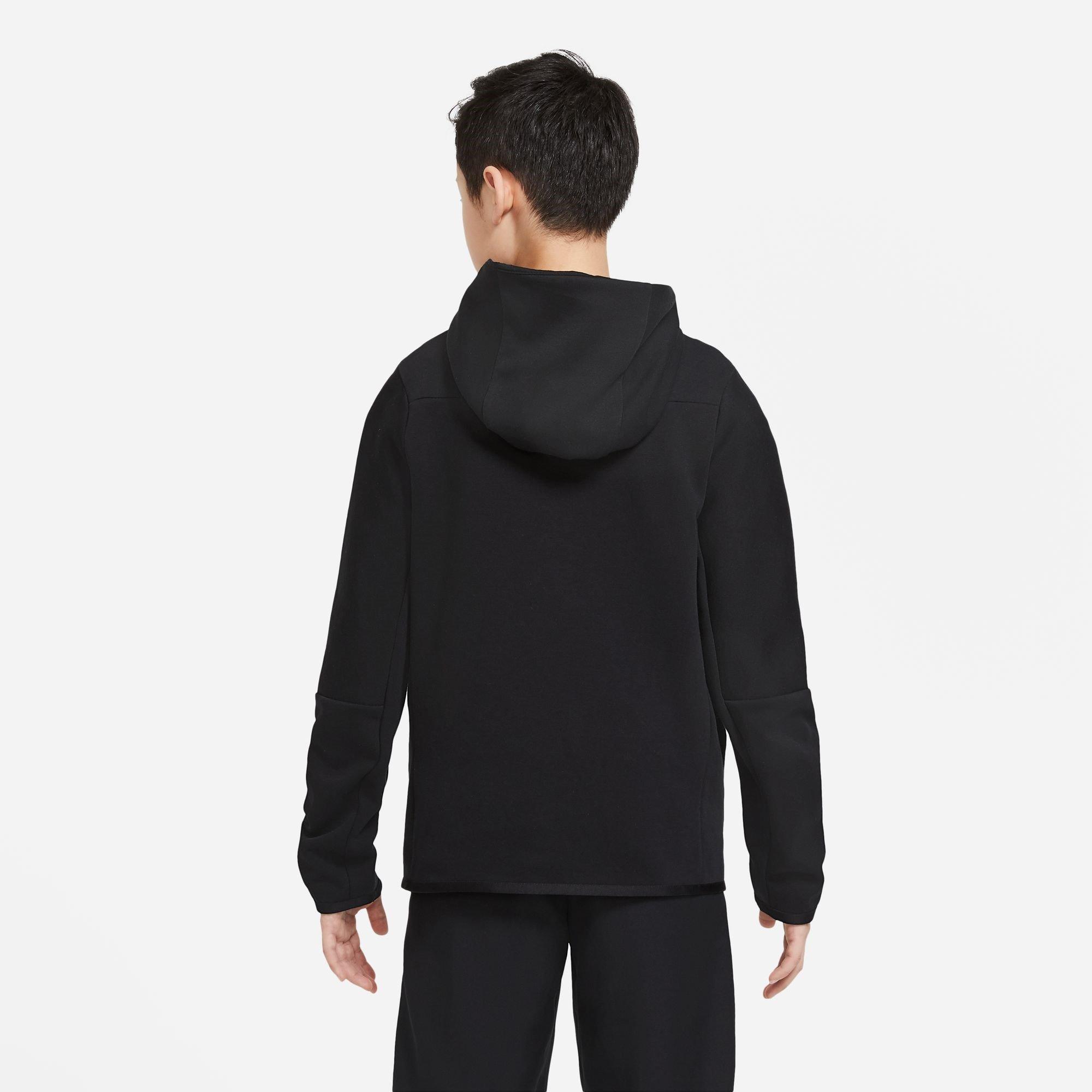 BLACK/BLACK - Nike - Sportswear Tech Fleece Big Kids' (Boys') Full-Zip Hoodie - 4