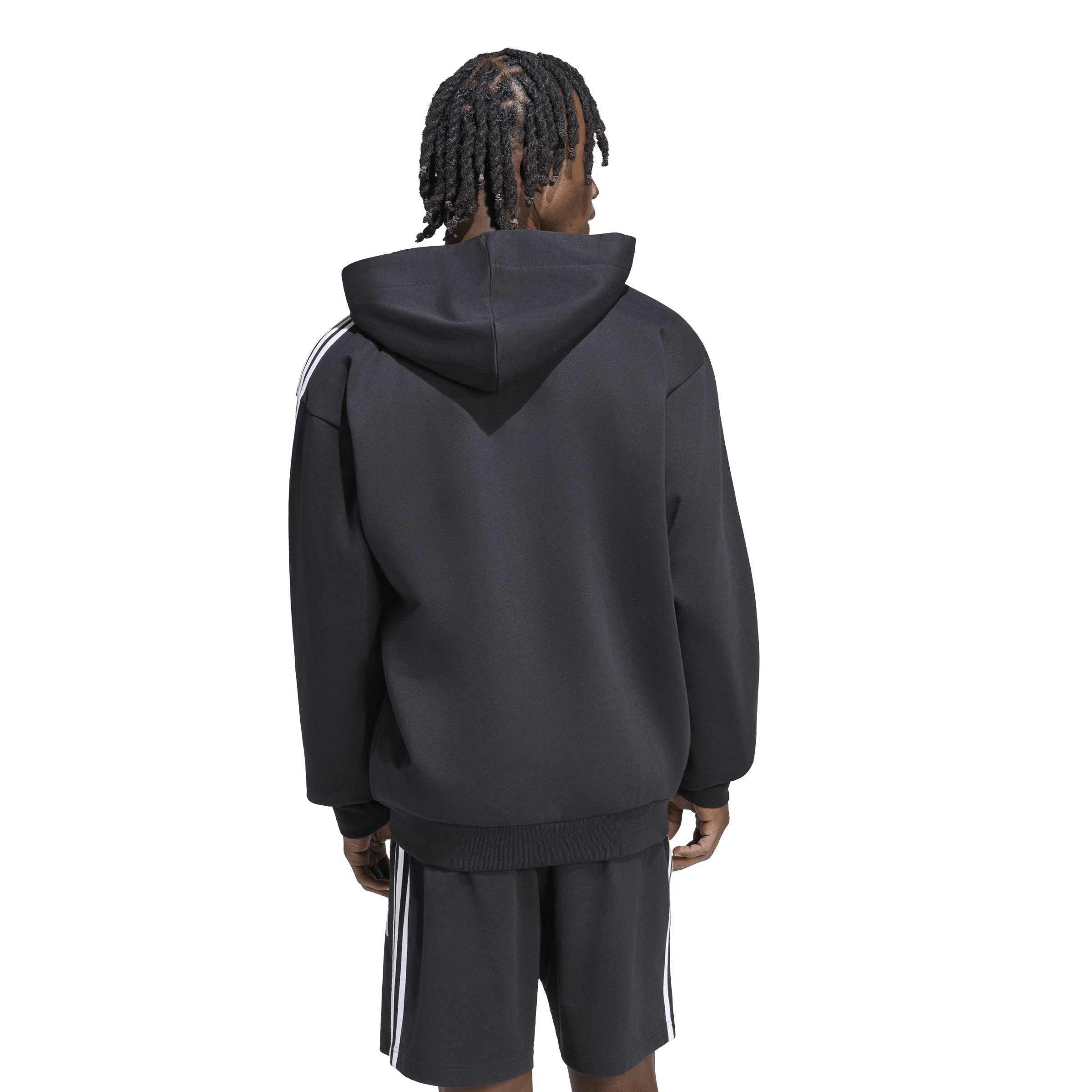 Black/White - adidas - Essentials Fleece 3-Stripes Full-Zip Hoodie Mens - 4