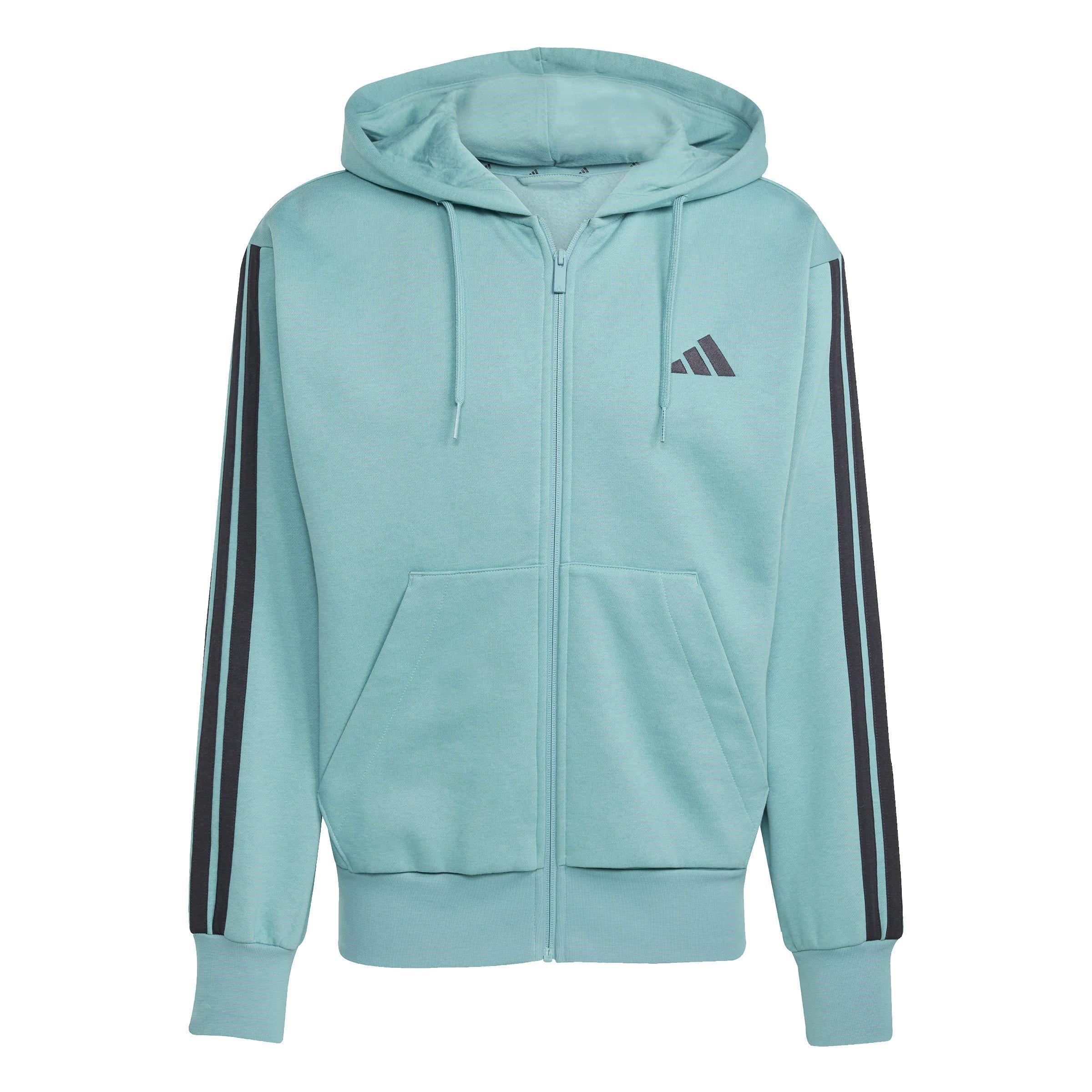 Adidas Men's Essentials Fleece 3-Stripes Full-Zip Hoodie - Powder Teal - XL
