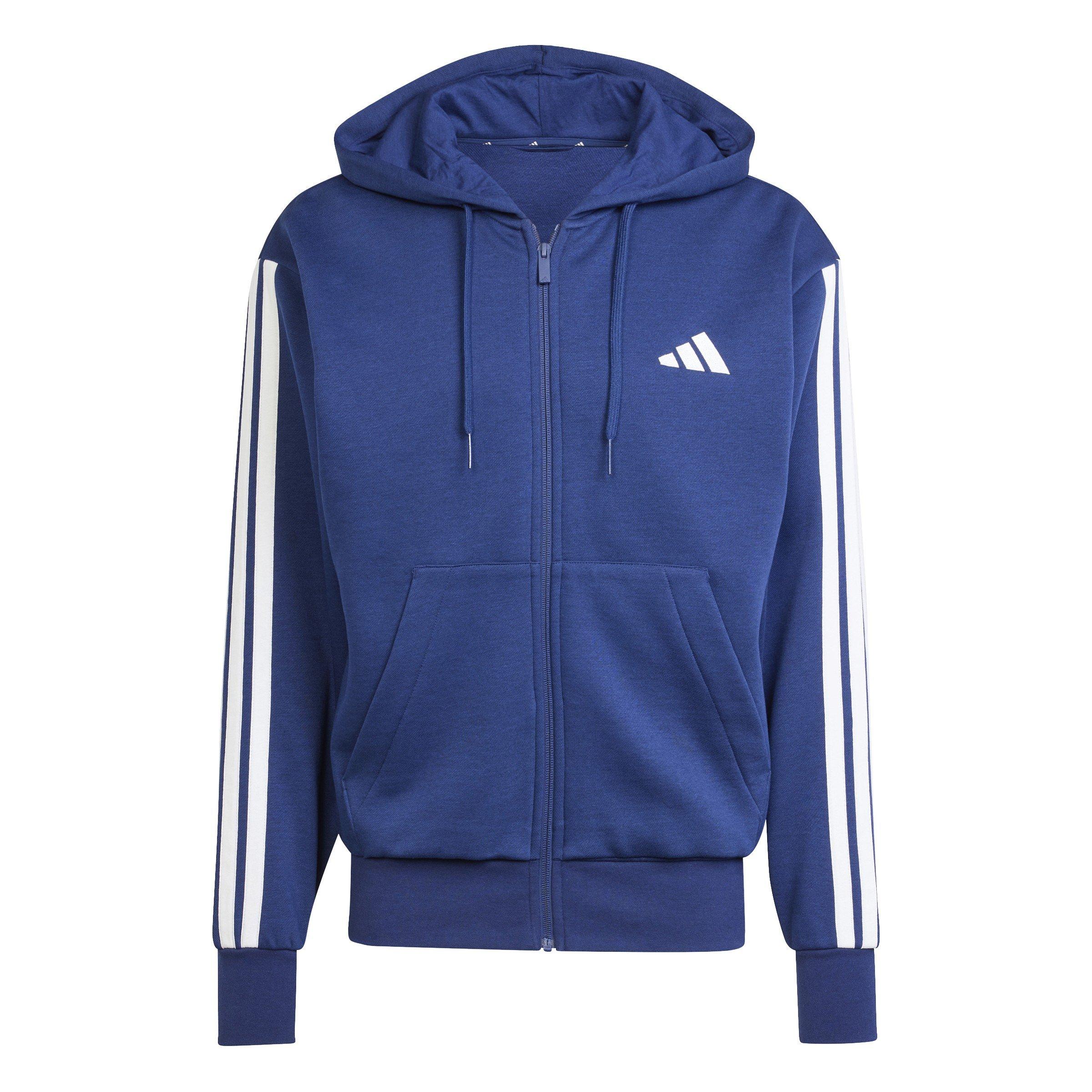 Essentials Fleece 3-Stripes Full-Zip Hoodie Mens