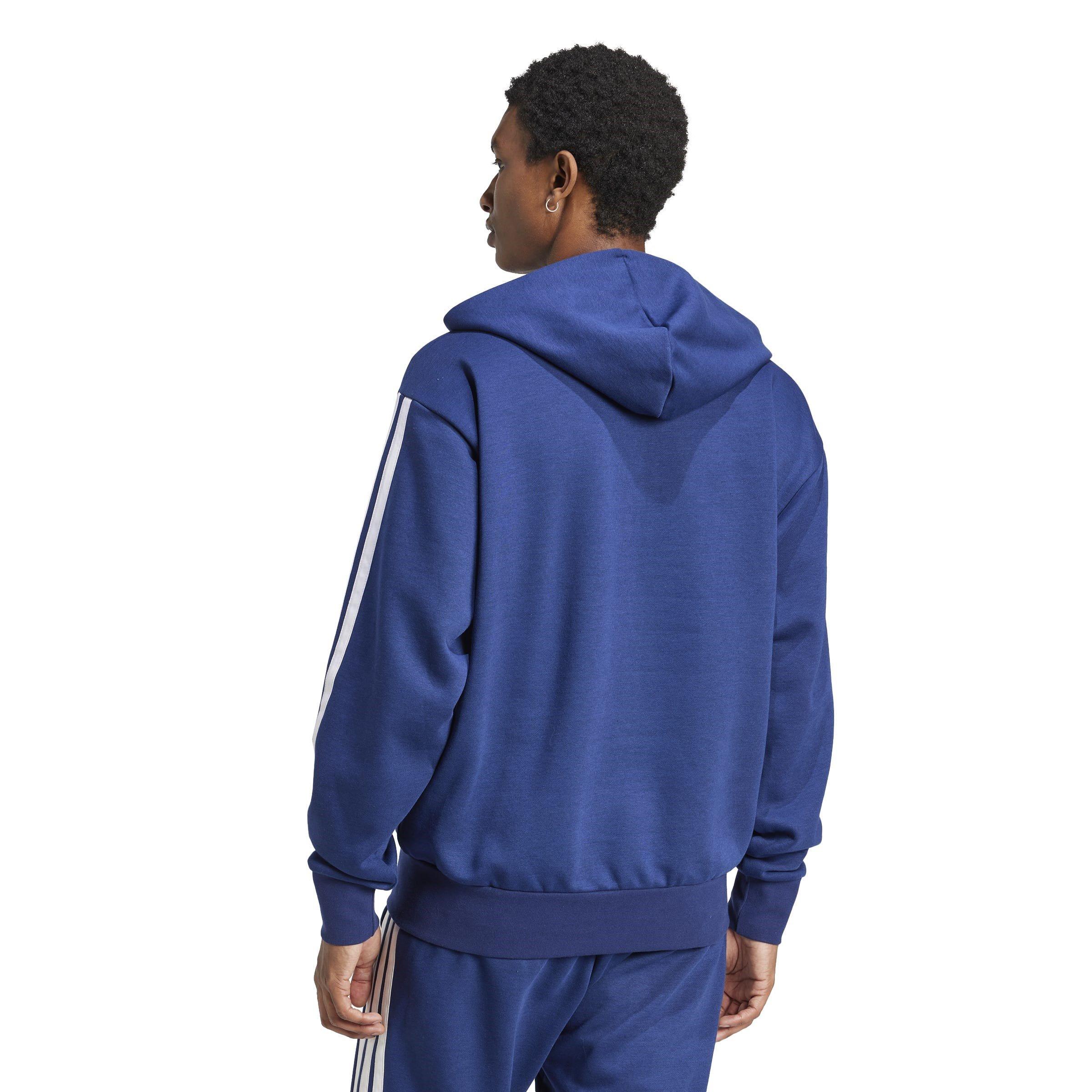 Blu Marino/Bianco - adidas - Essentials Fleece 3-Stripes Full-Zip Hoodie Mens - 3
