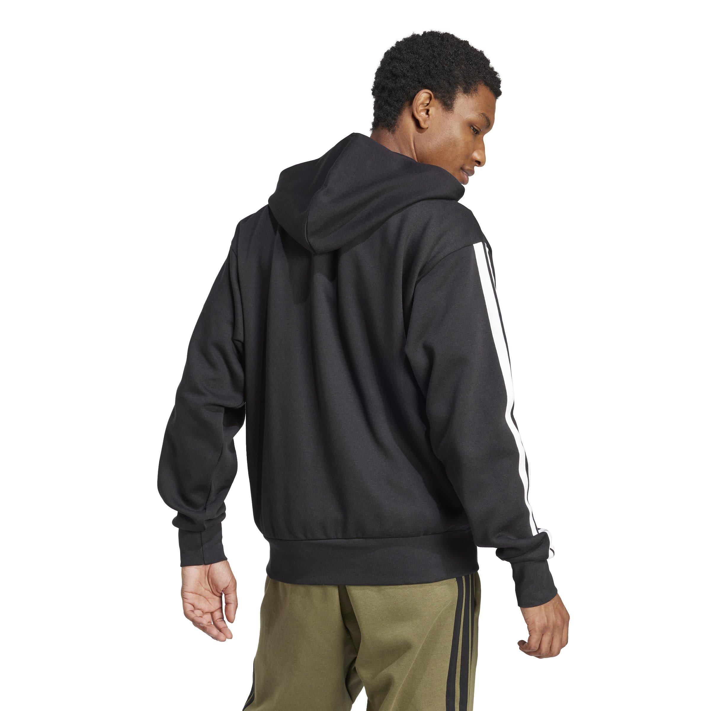 Zwart/Wit - adidas - Essentials Fleece 3-Stripes Full-Zip Hoodie Mens - 3