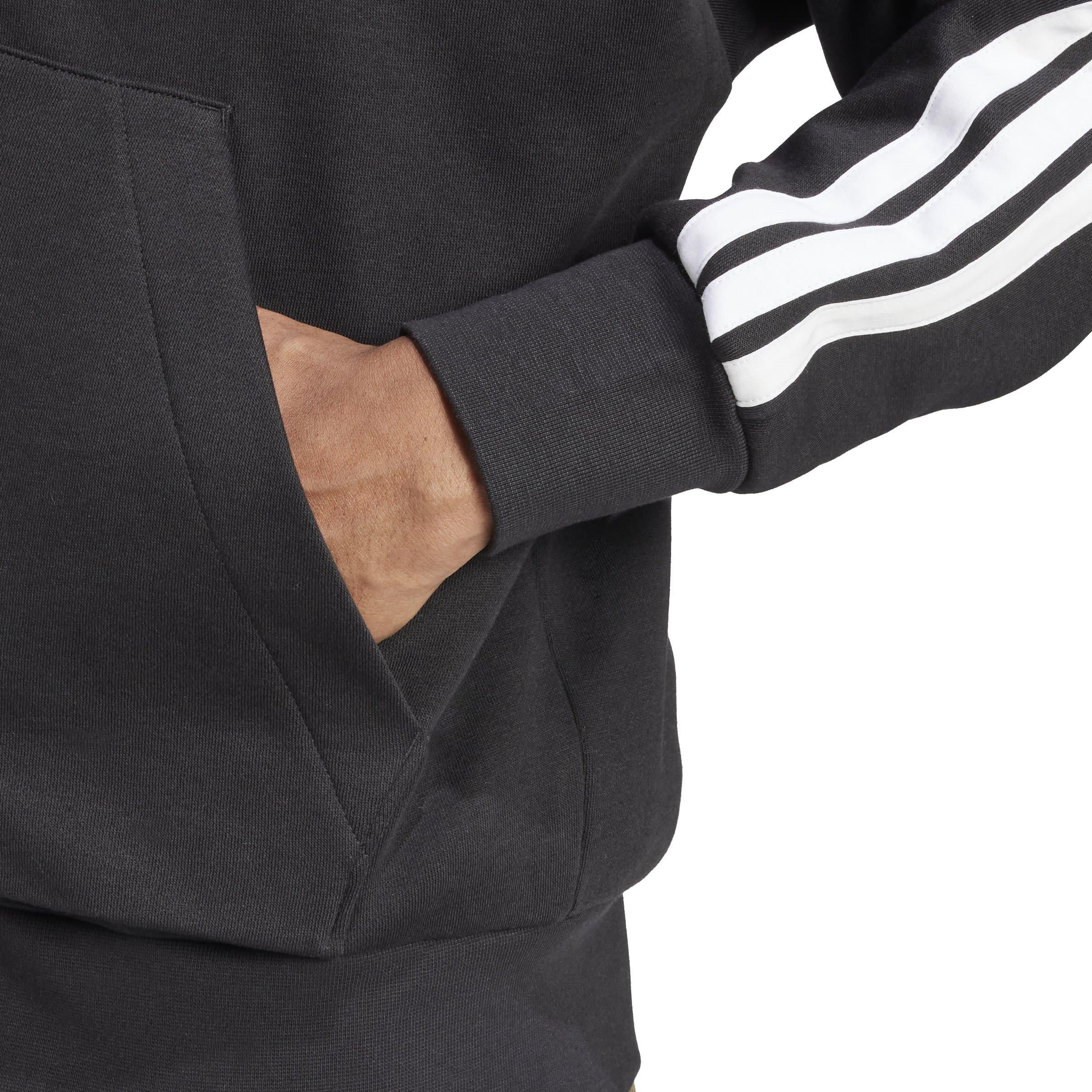Zwart/Wit - adidas - Essentials Fleece 3-Stripes Full-Zip Hoodie Mens - 6