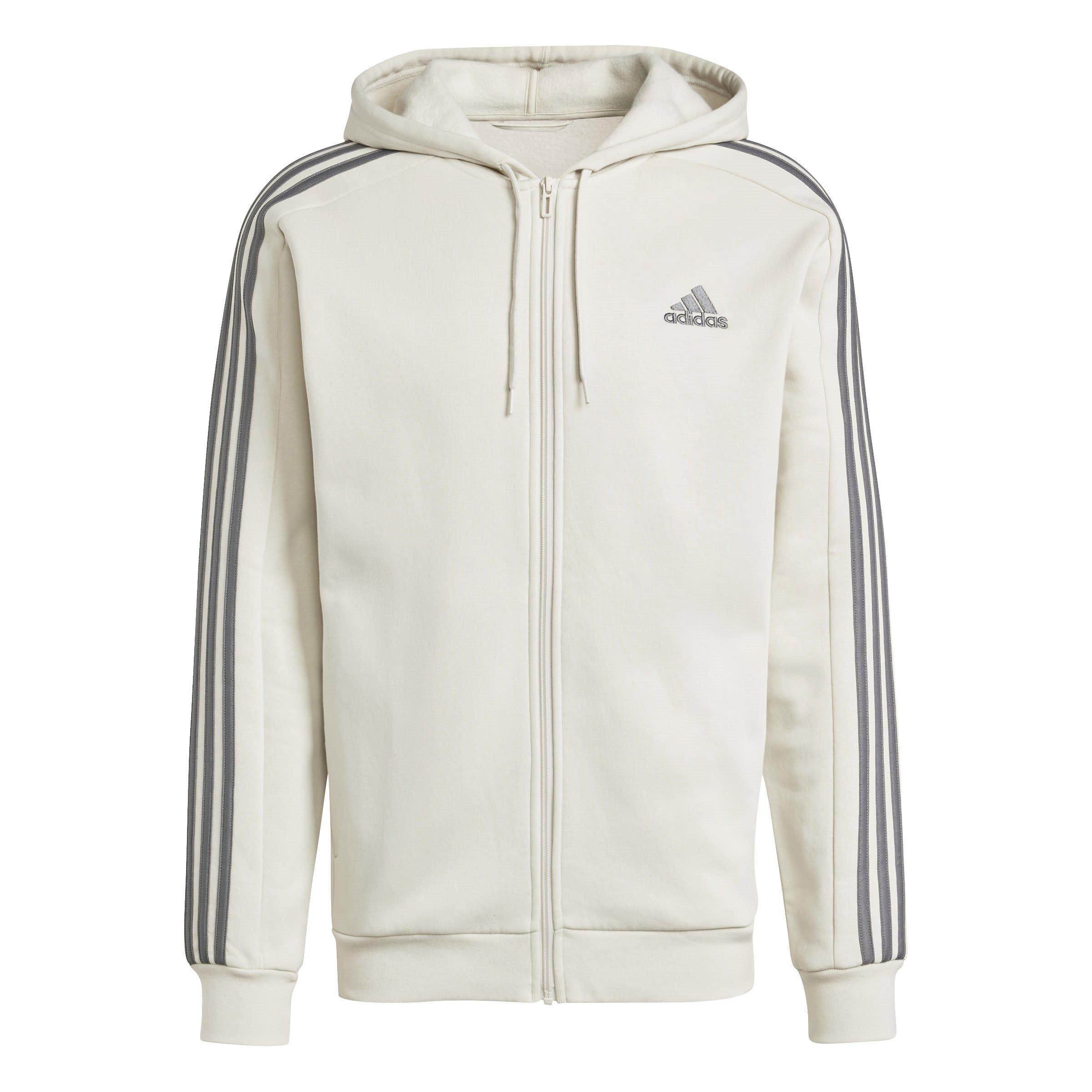 adidas Essentials Fleece 3 Stripes Full Zip Hoodie Mens Sweat shirts a capuche zippes Sports Direct