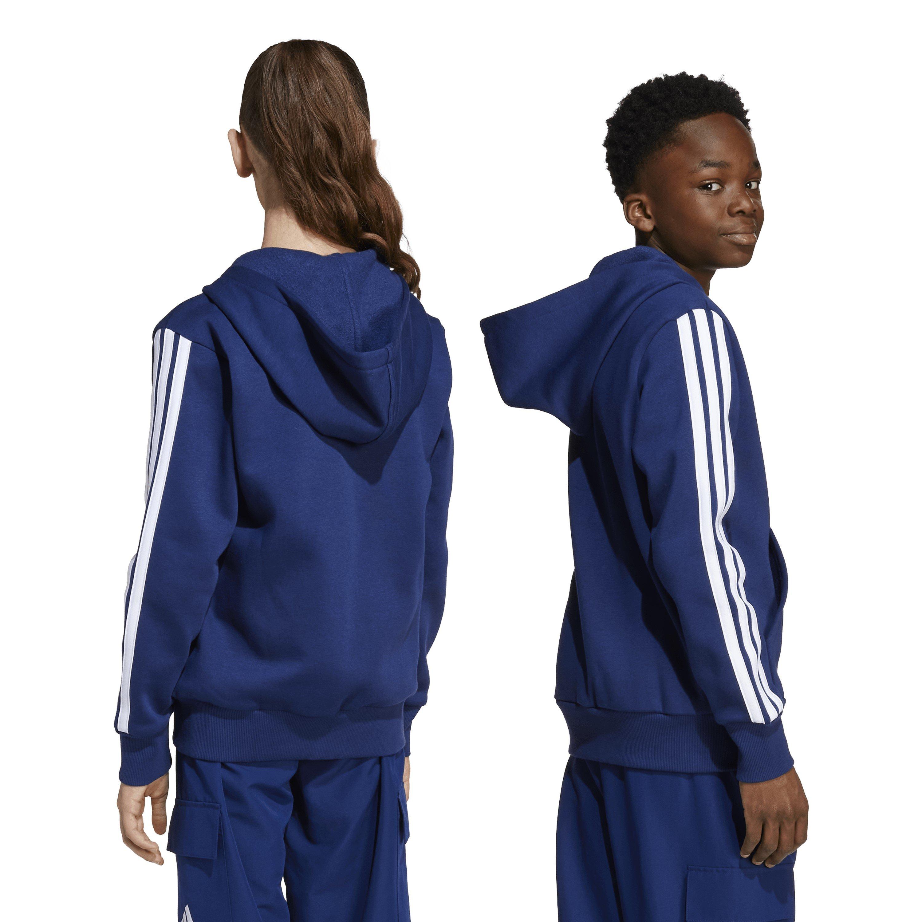 Navy/White - adidas - Essentials 3-Stripes Hoodie Kids - 3