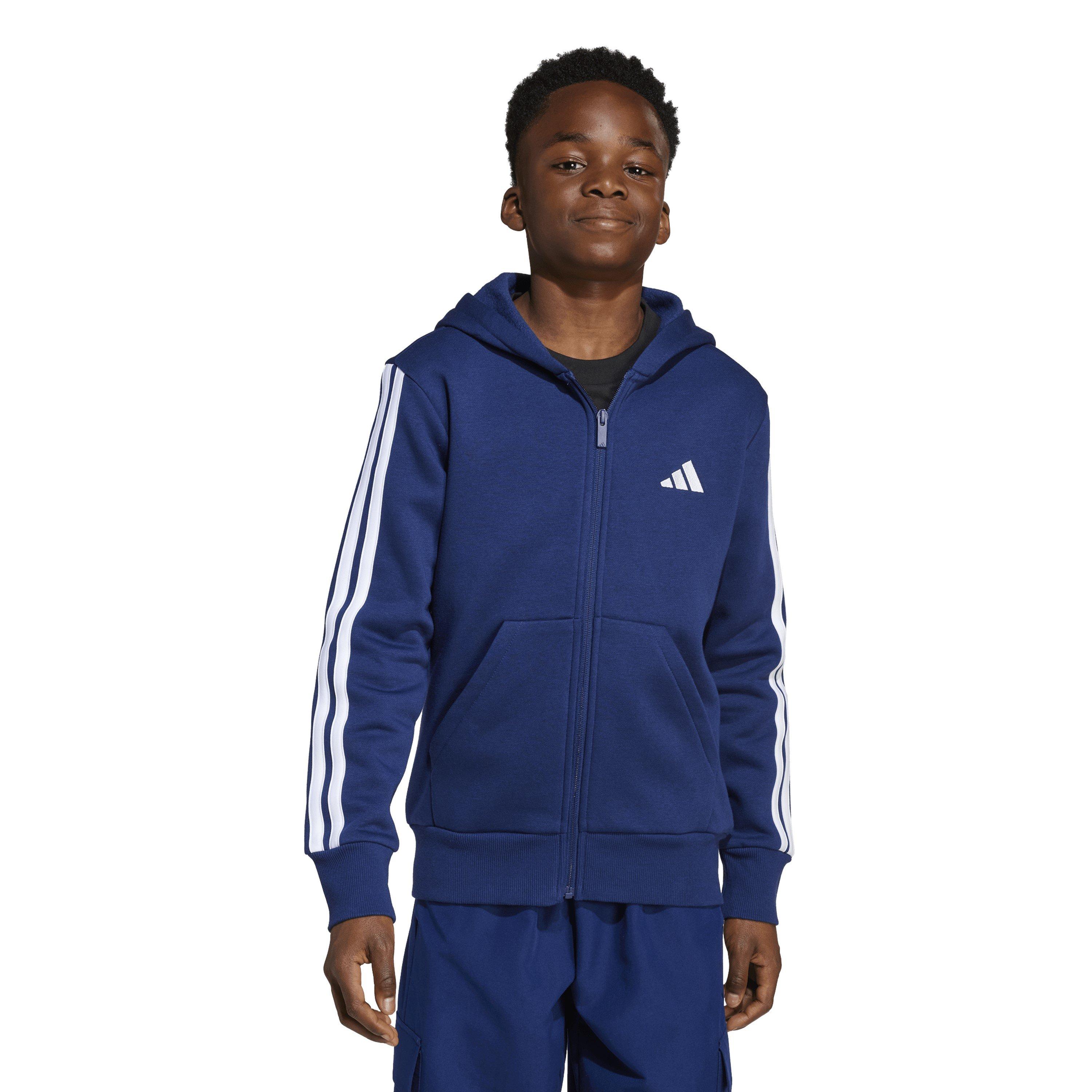Navy/White - adidas - Essentials 3-Stripes Hoodie Kids - 4